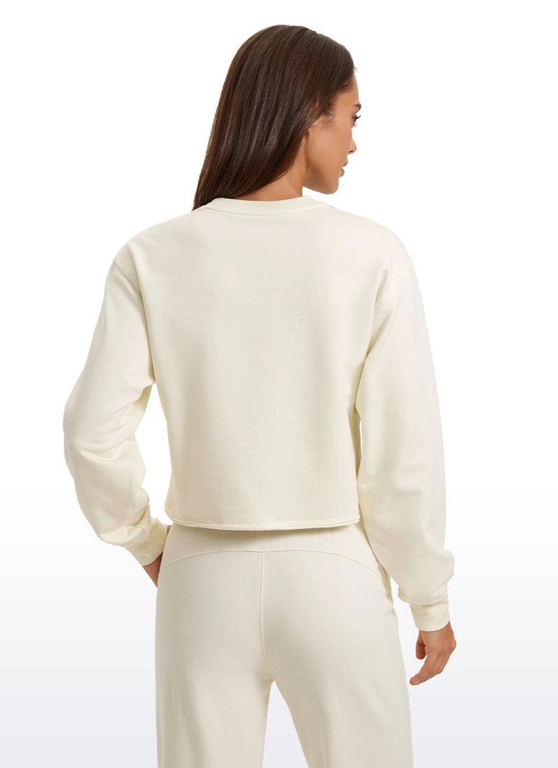 Amenity Double Raw Hem Sweatshirts Crew Neck