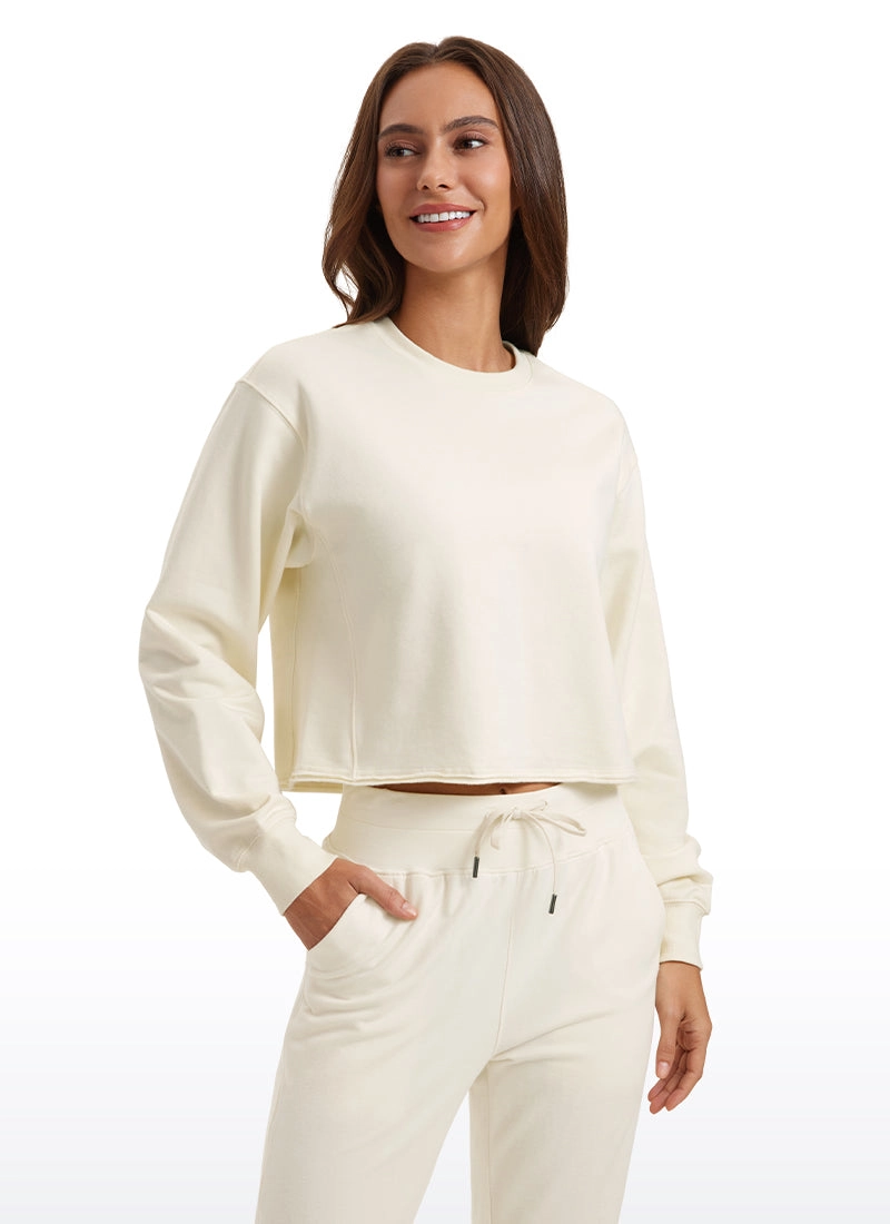 Amenity Double Raw Hem Sweatshirts Crew Neck