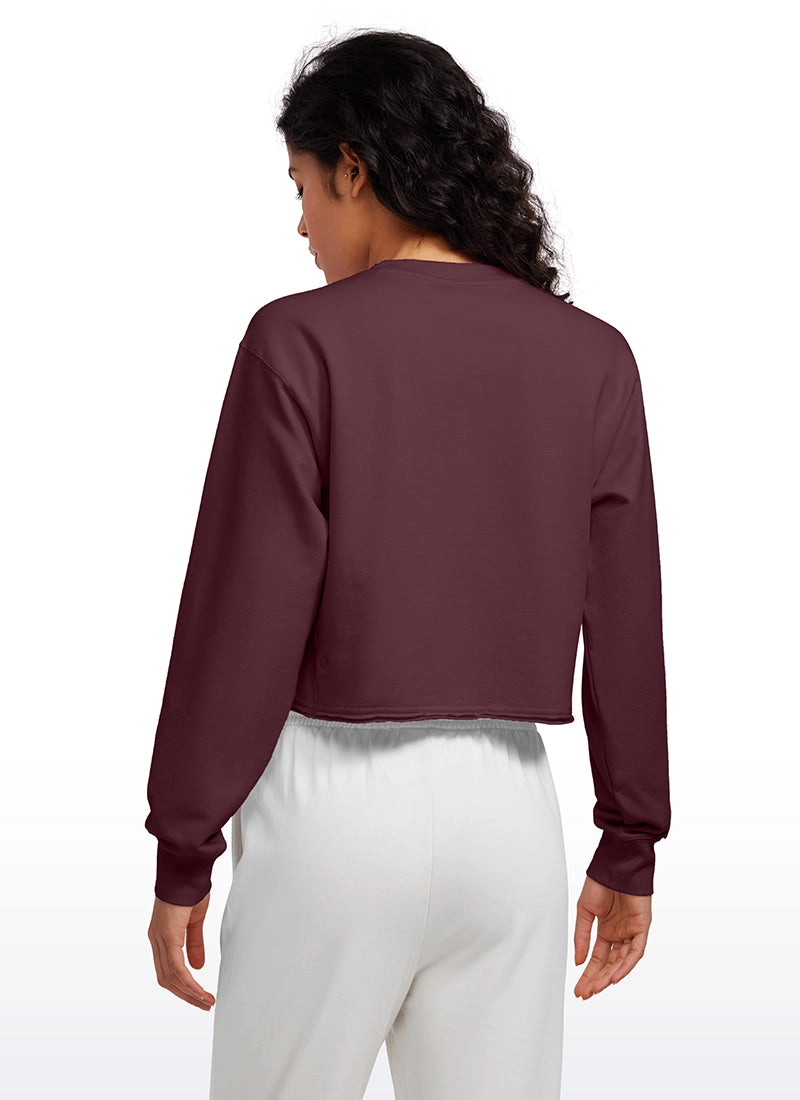 Amenity Double Raw Hem Sweatshirts Crew Neck
