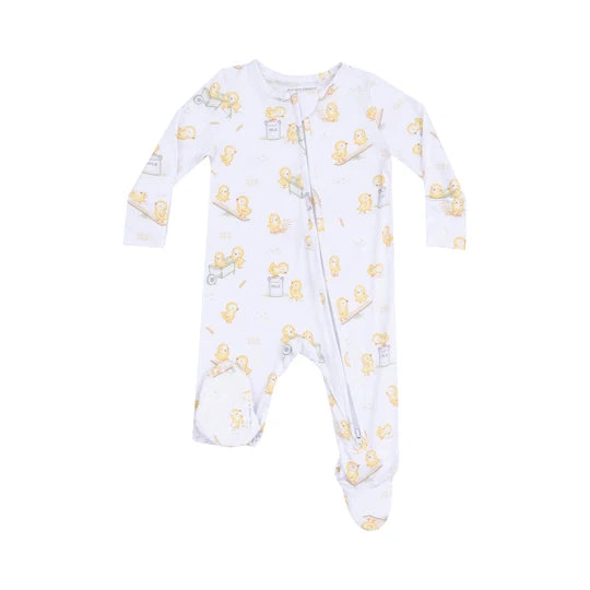 Bamboo 2 Way Zipper Footie - Baby Chicks