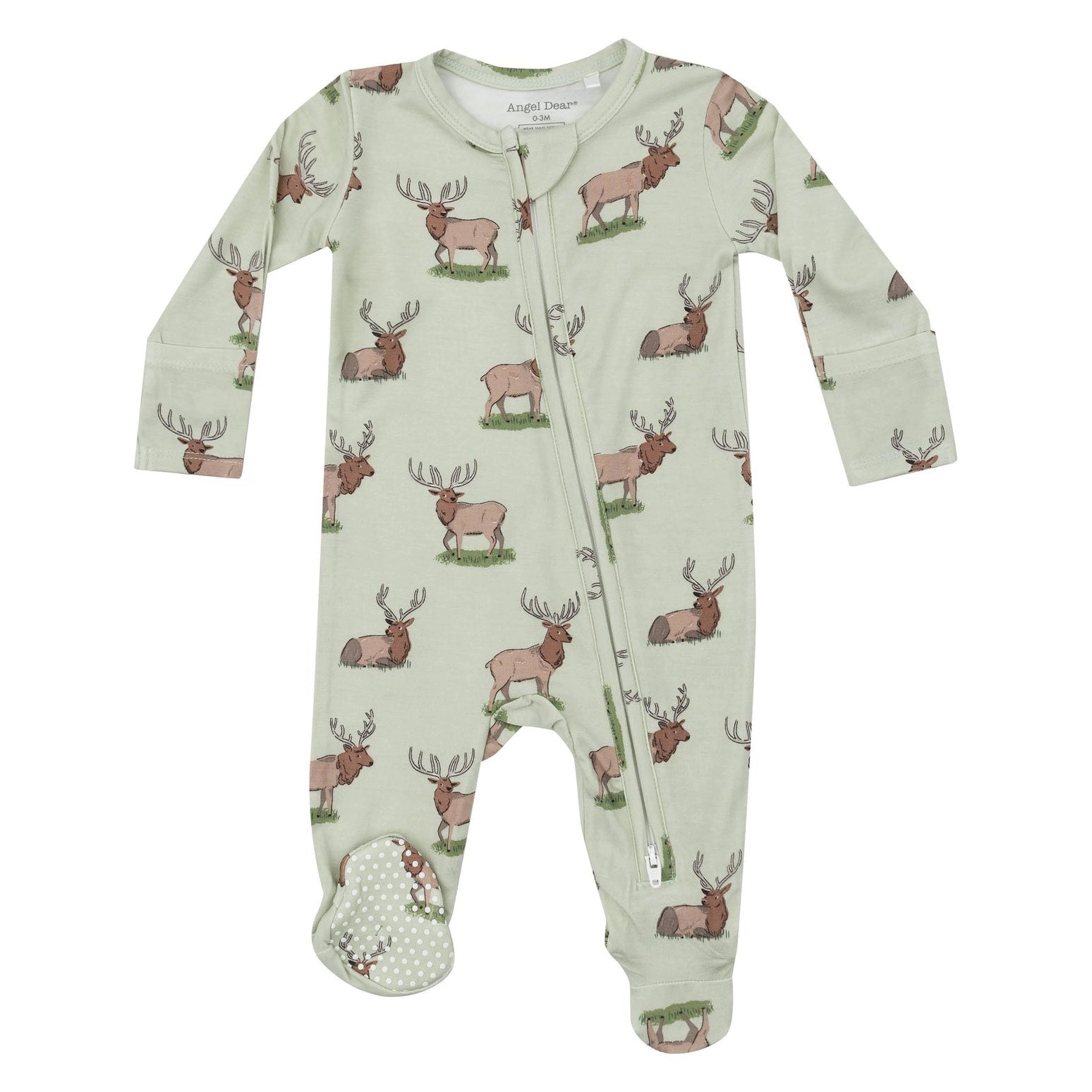 Bamboo 2 Way Zipper Footie - Elk - Green