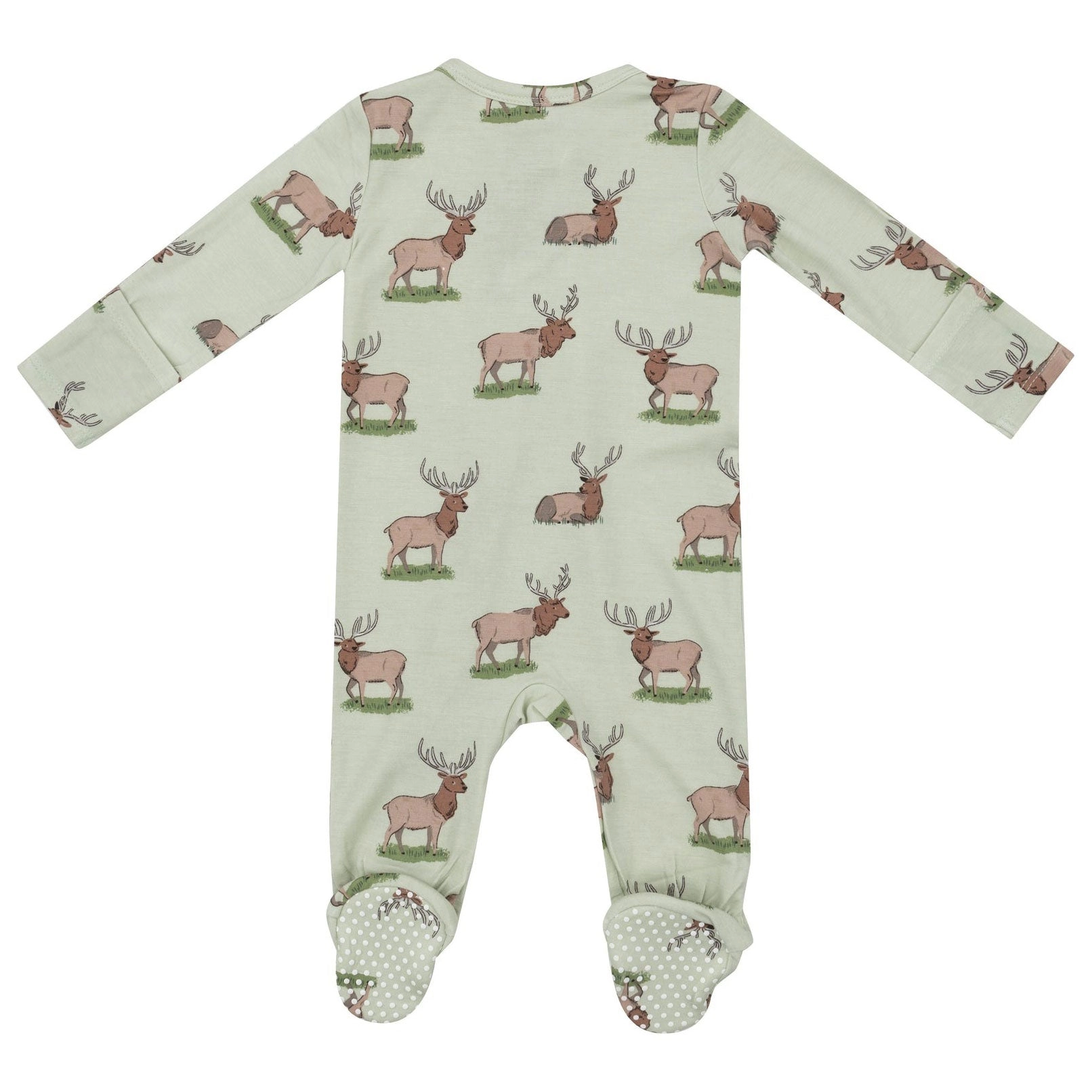 Bamboo 2 Way Zipper Footie - Elk - Green