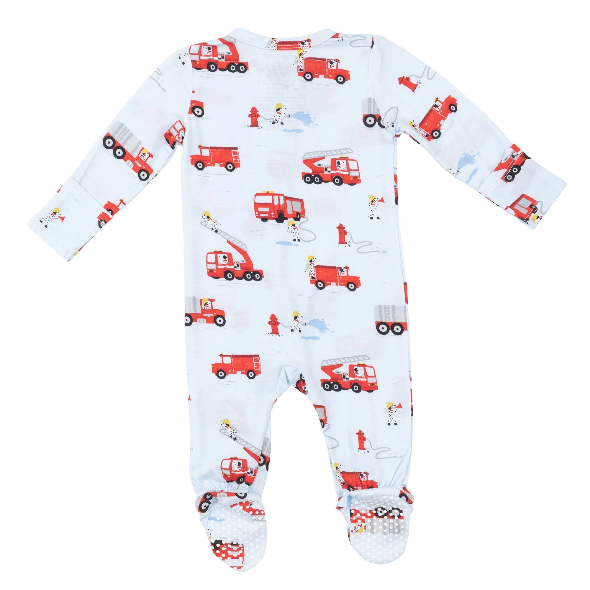 Bamboo 2 Way Zipper Footie - Firetruck Dalmations