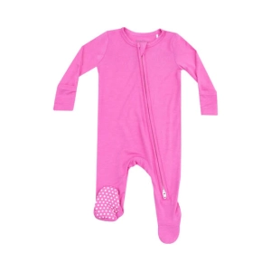 Bamboo 2 Way Zipper Footie - Solid Strawberry Moon