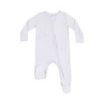 Bamboo 2 Way Zipper Footie - Stripe Classic Grey