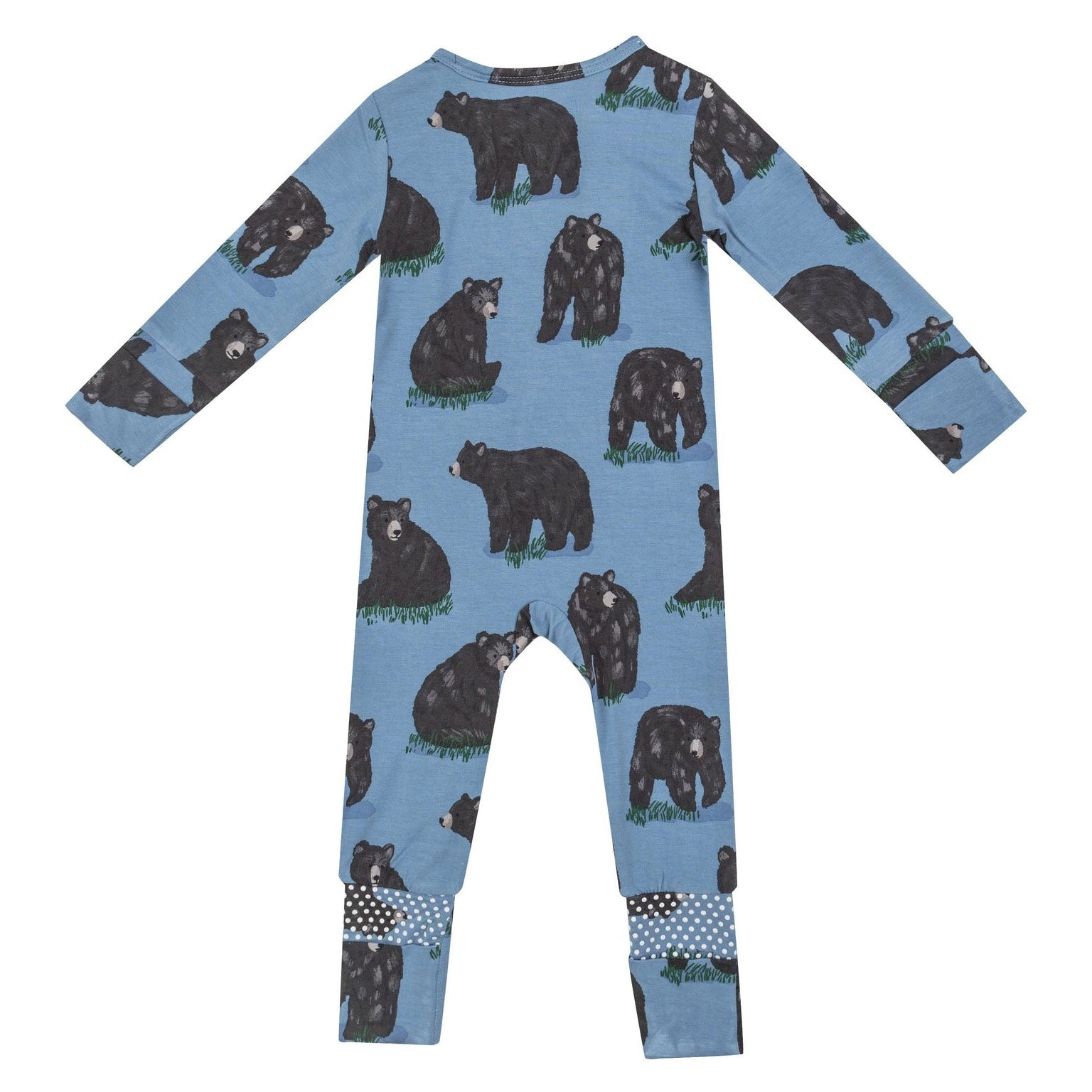 Bamboo 2 Way Zipper Romper - Black Bears - Dark Blue