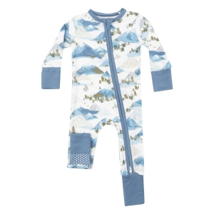 Bamboo 2 Way Zipper Romper - Mountains - Blue