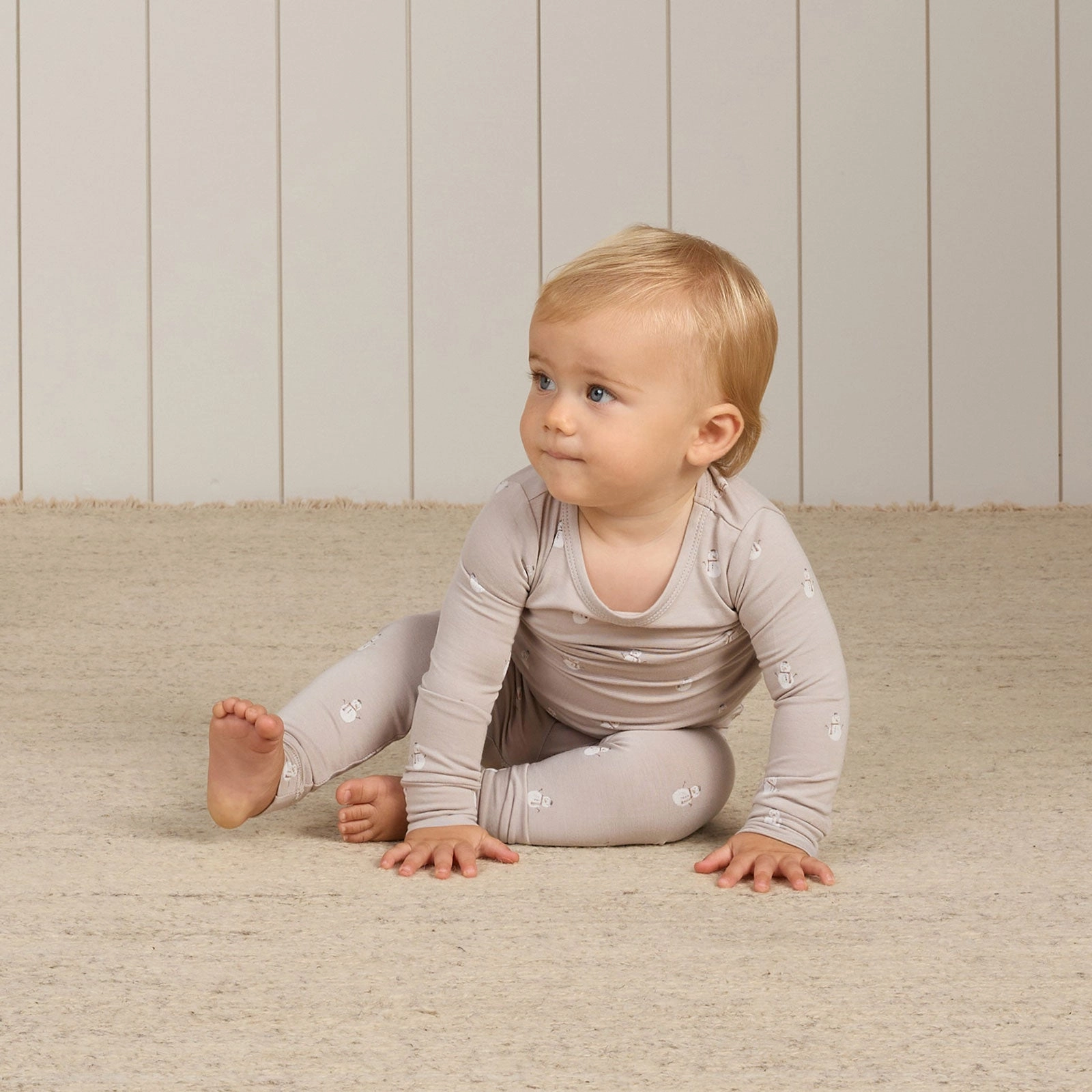 Bamboo Pajama Set - Snowmen - Fog - FINAL SALE