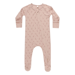 Bamboo Zip Footie - Candy Cane - Blush - FINAL SALE