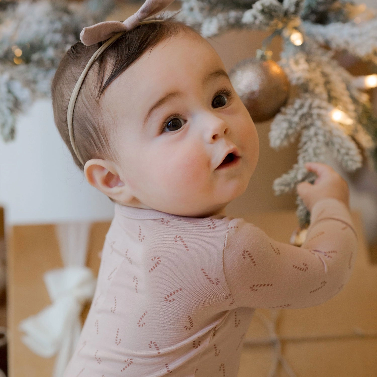 Bamboo Zip Footie - Candy Cane - Blush - FINAL SALE
