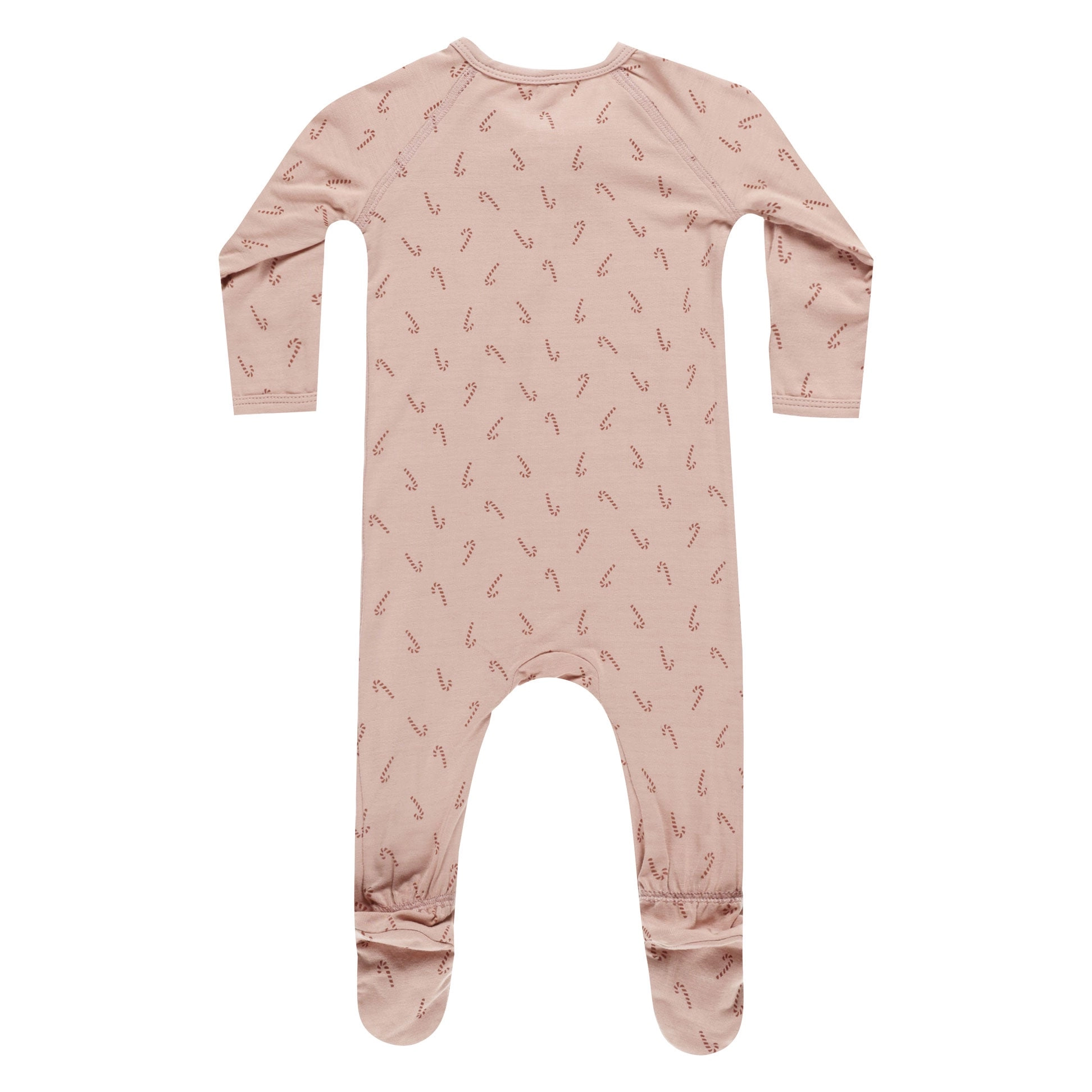 Bamboo Zip Footie - Candy Cane - Blush - FINAL SALE