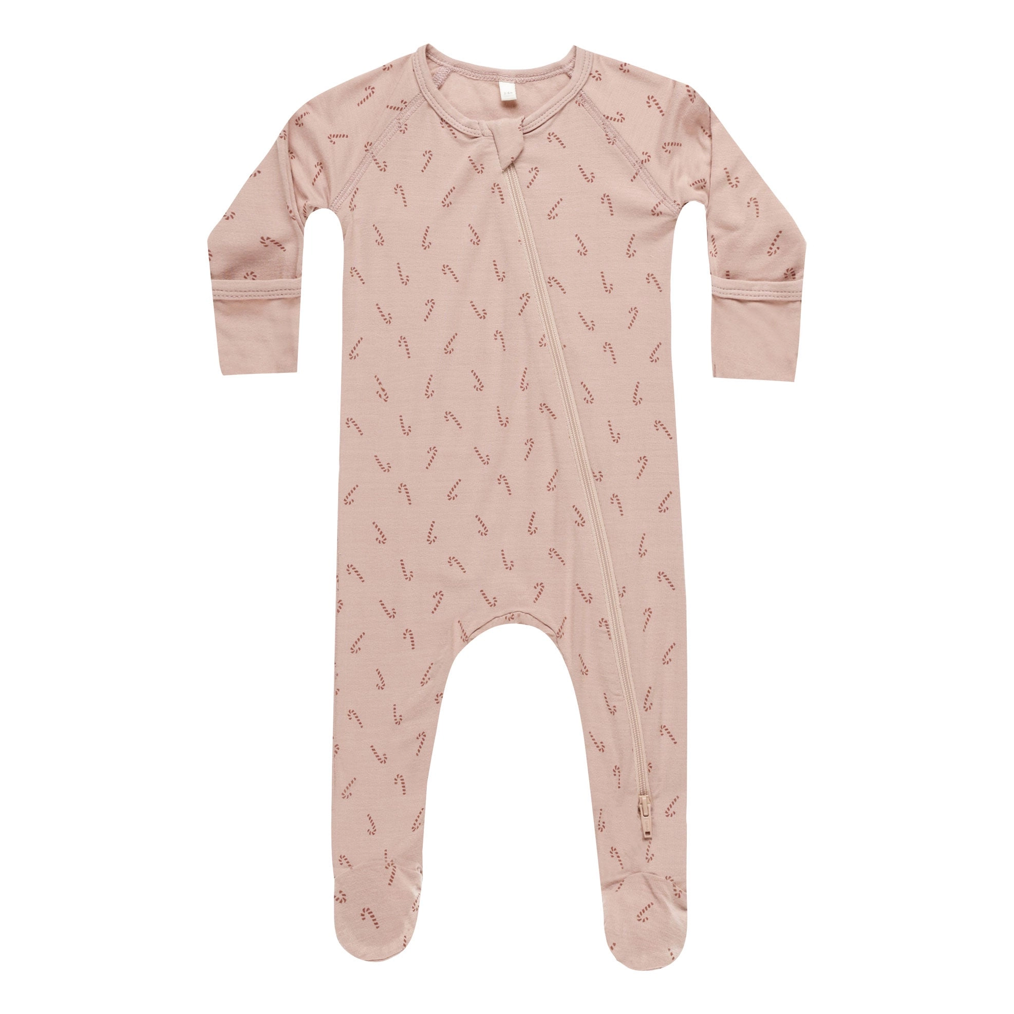 Bamboo Zip Footie - Candy Cane - Blush - FINAL SALE