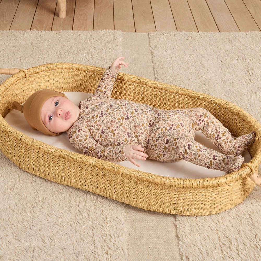 Bamboo Zip Footie - Posy - Shell - FINAL SALE
