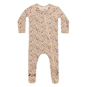 Bamboo Zip Footie - Posy - Shell - FINAL SALE