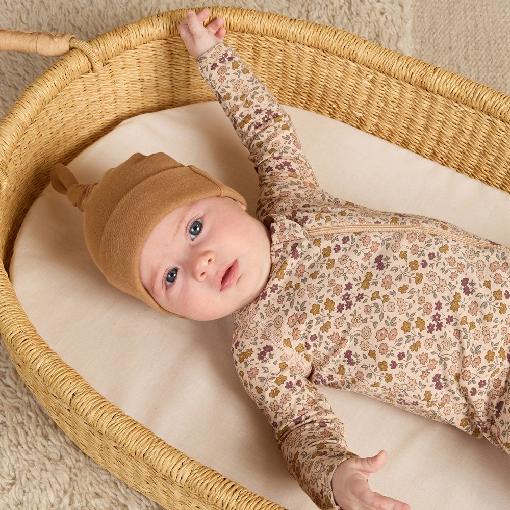 Bamboo Zip Footie - Posy - Shell - FINAL SALE