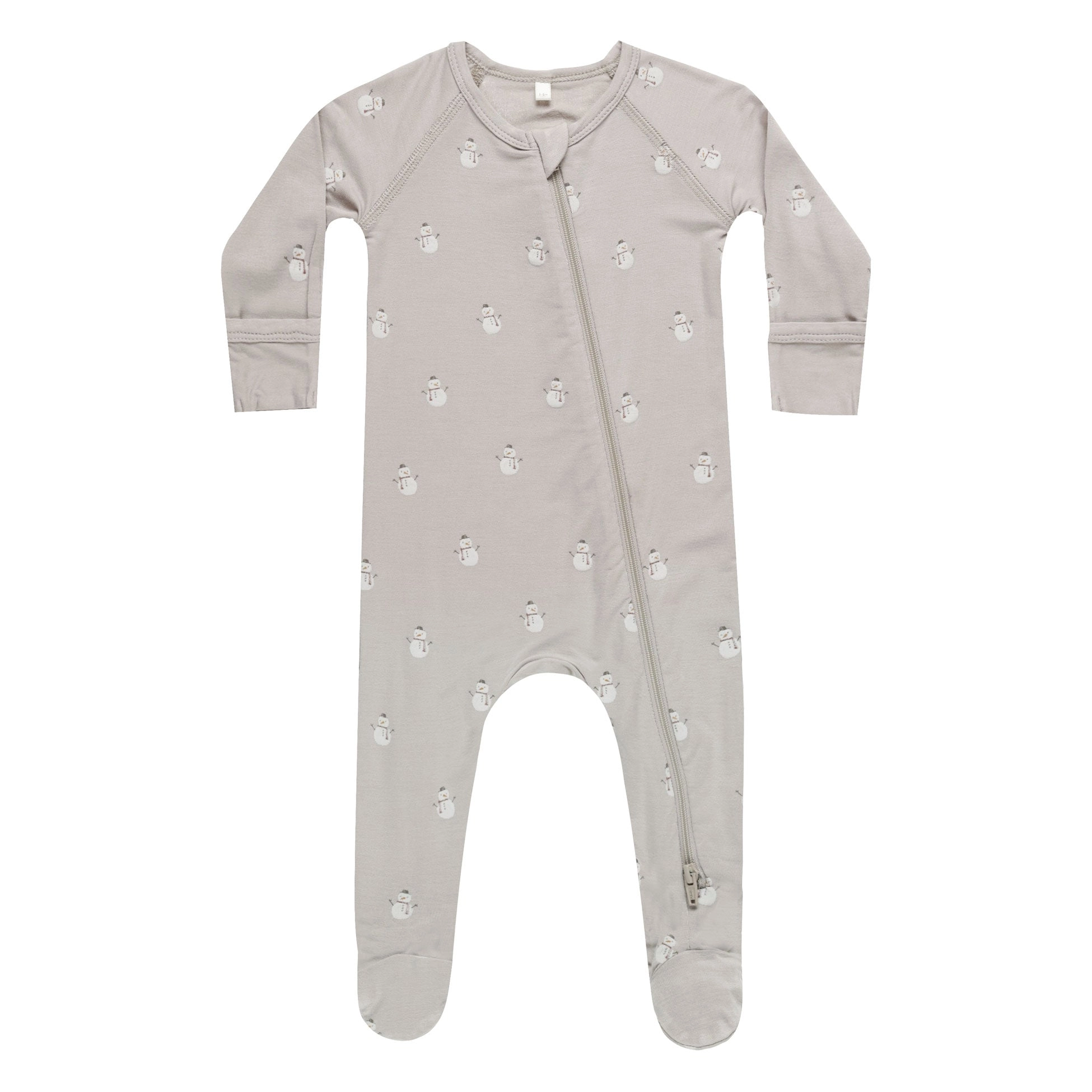 Bamboo Zip Footie - Snowmen - Fog - FINAL SALE