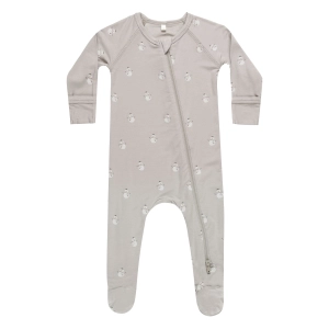 Bamboo Zip Footie - Snowmen - Fog - FINAL SALE