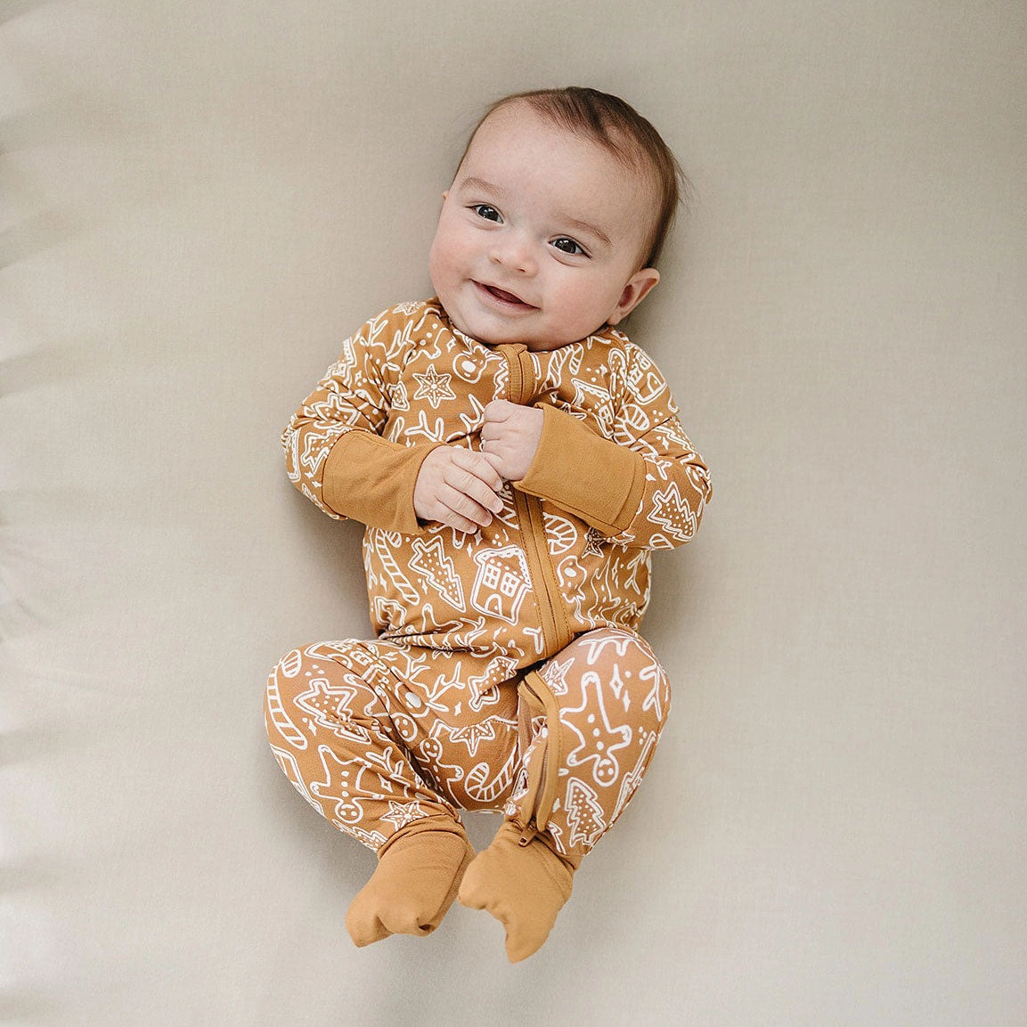 Bamboo Zipper Pajama - Gingerbread