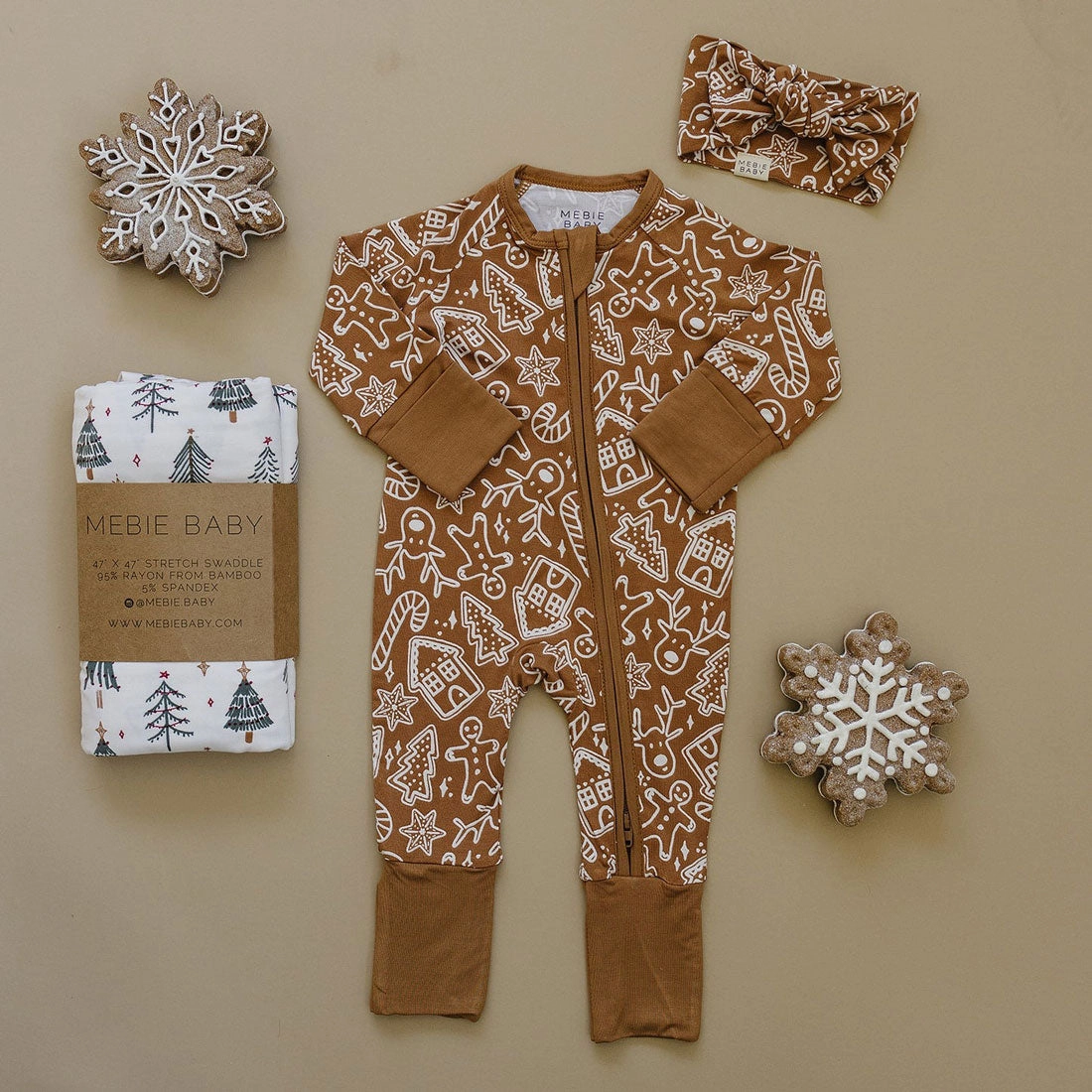 Bamboo Zipper Pajama - Gingerbread