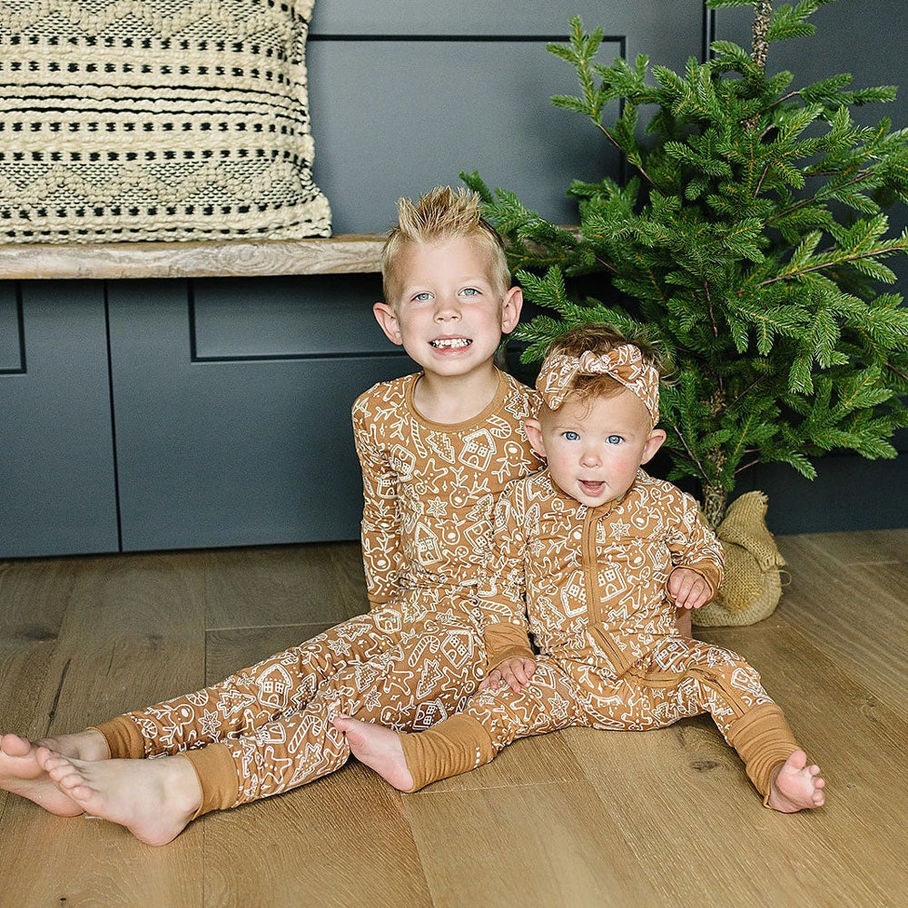 Bamboo Zipper Pajama - Gingerbread