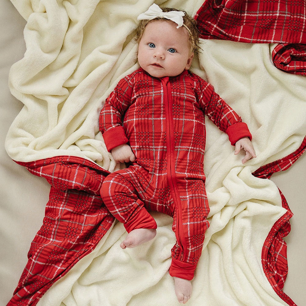 Bamboo Zipper Pajama - Red Plaid