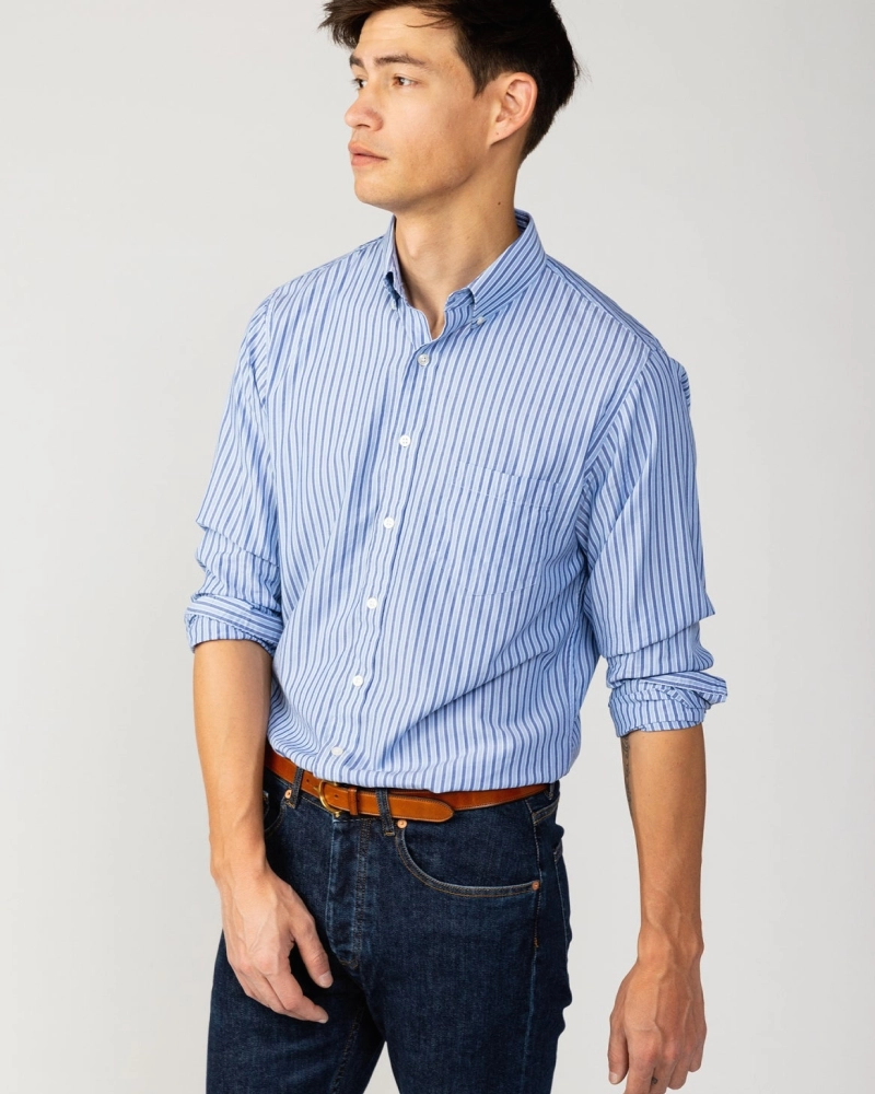 Blue Stripe Italian Cotton Shirt