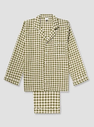 Botanical Green Gingham Women's Linen Pyjama Trouser Set