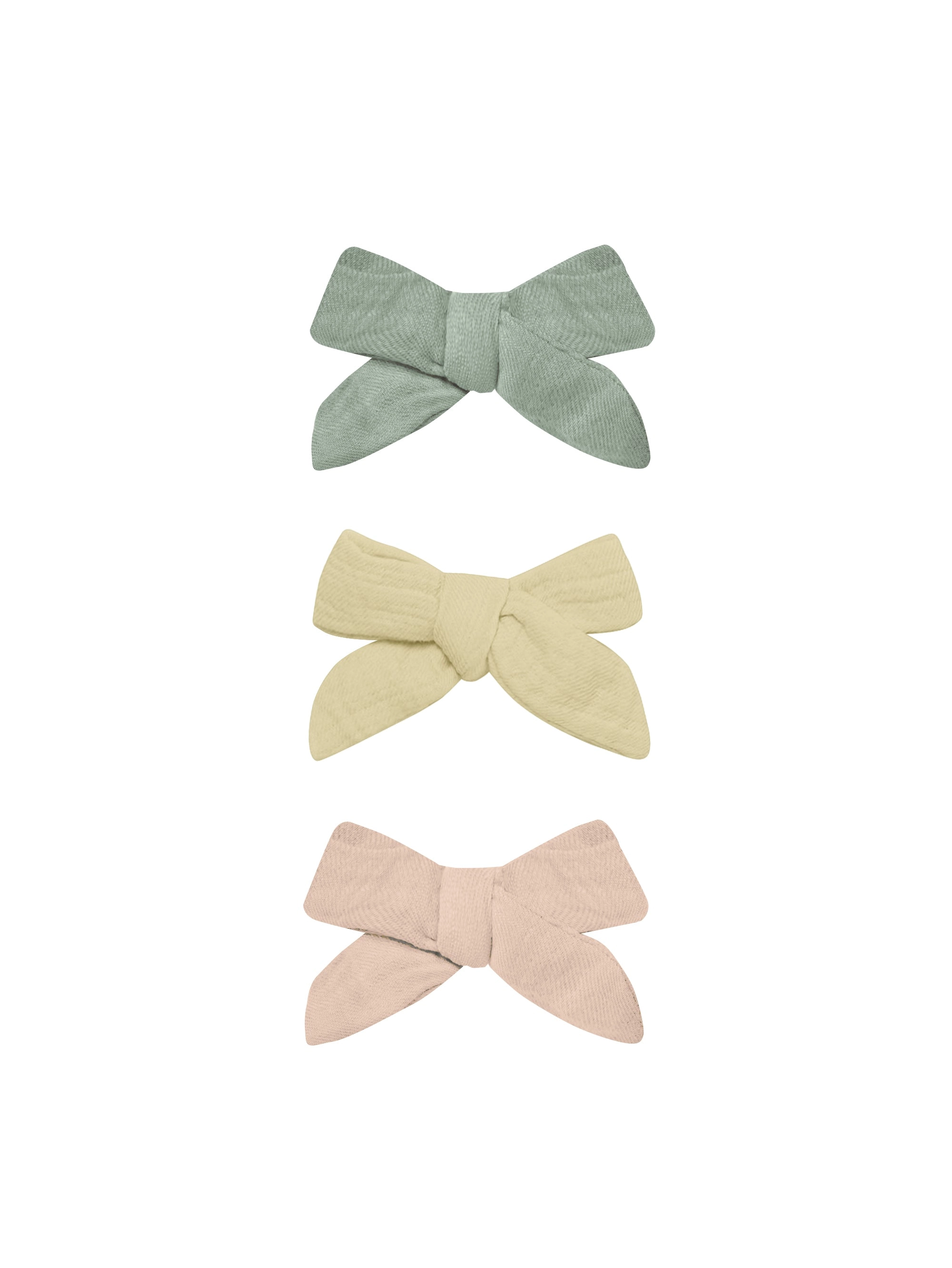 Bow Clip Set of 3 - Sage / Yellow / Melon