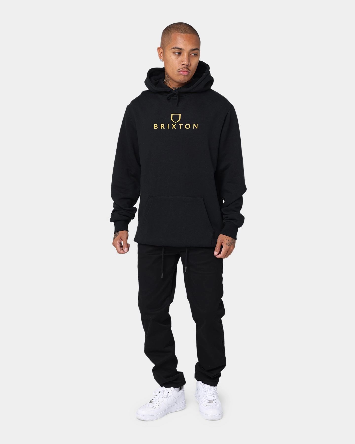 Brixton Alpha Thread Hoodie Black/Gold