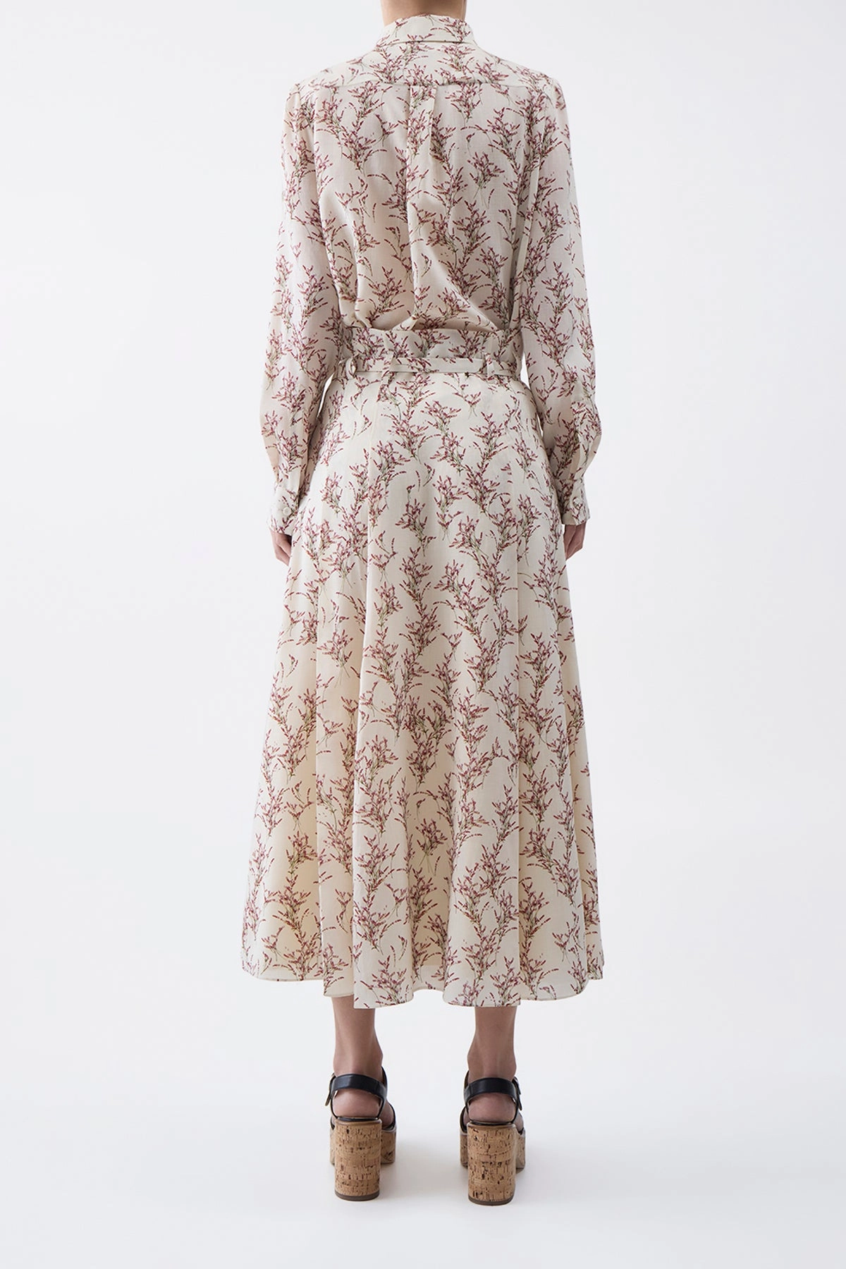 Dugald Pleated Midi Skirt in Ivory Multi Wool