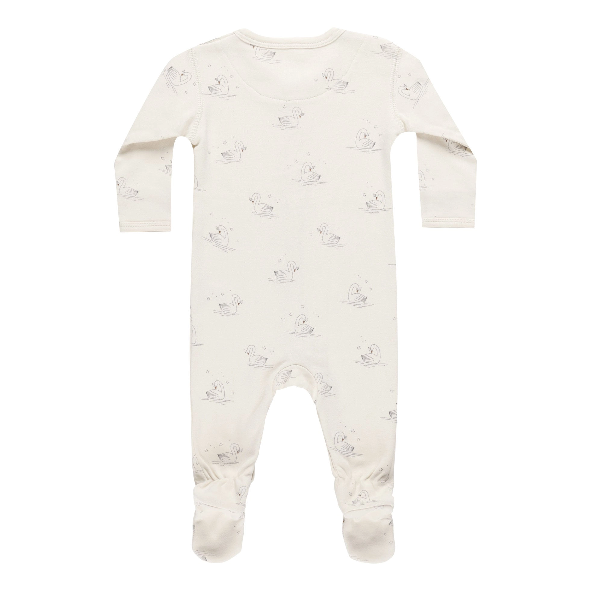 Full Snap Footie - Swans - Ivory - FINAL SALE
