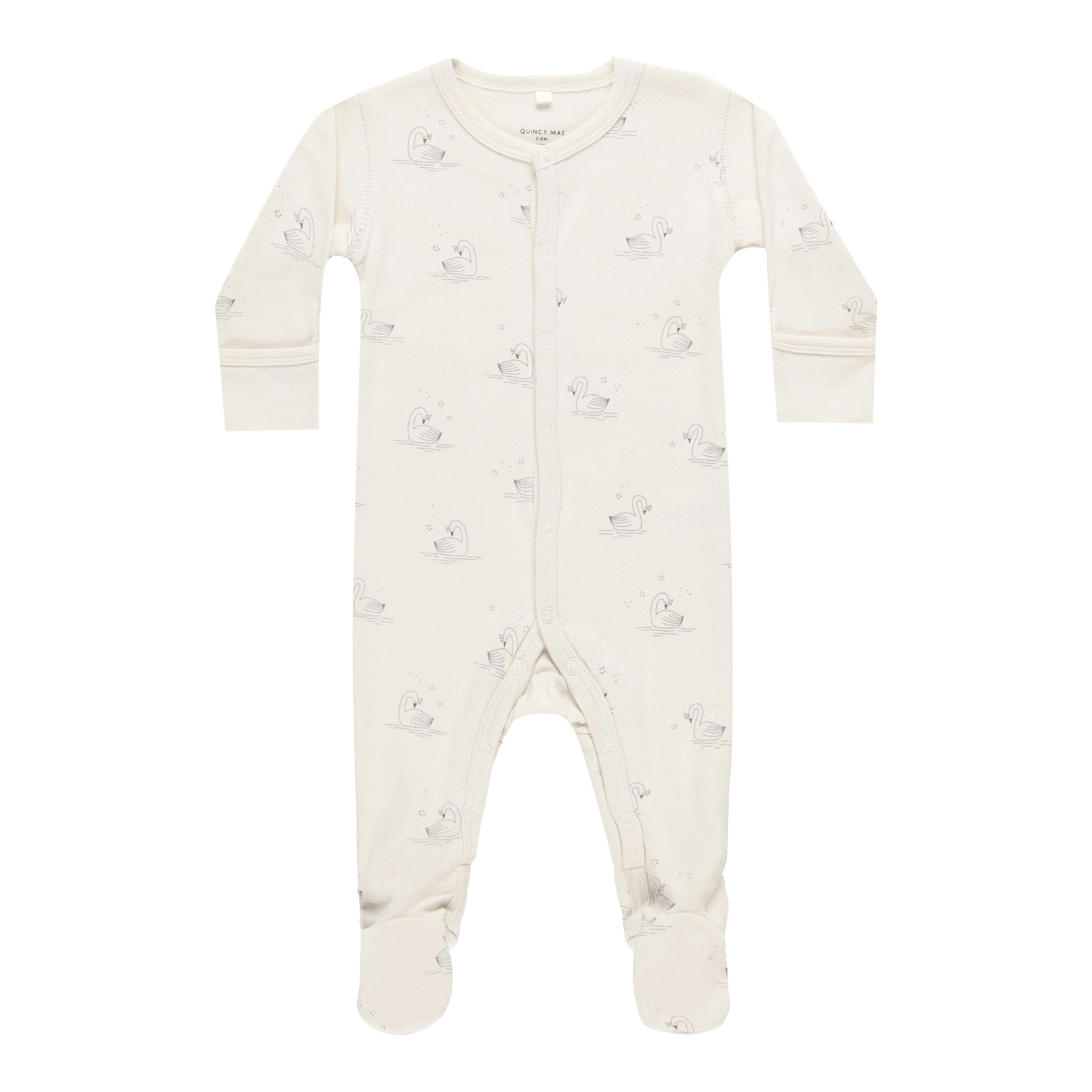 Full Snap Footie - Swans - Ivory - FINAL SALE