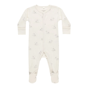 Full Snap Footie - Swans - Ivory - FINAL SALE