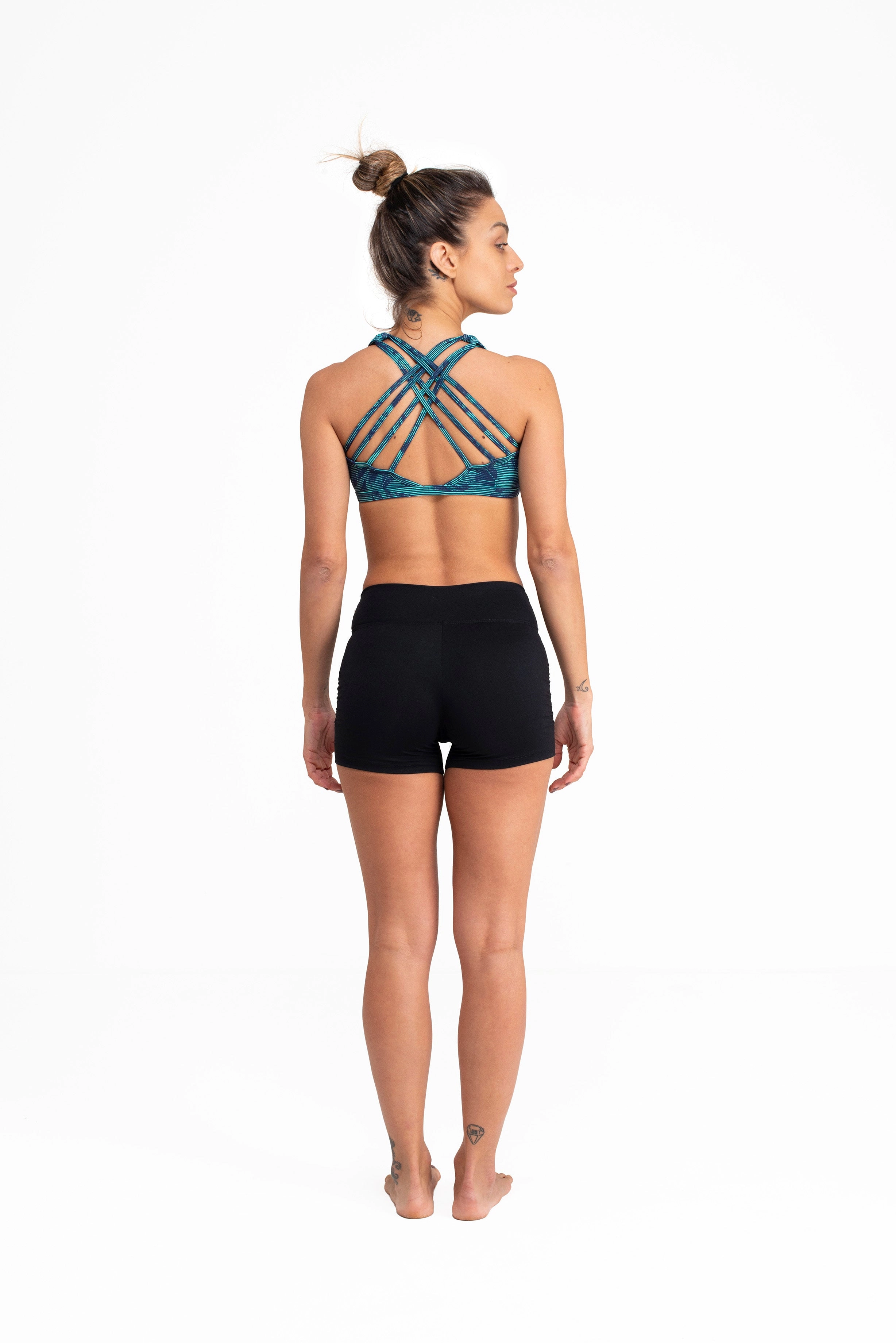 Gather Leg Shorts, Black Supplex