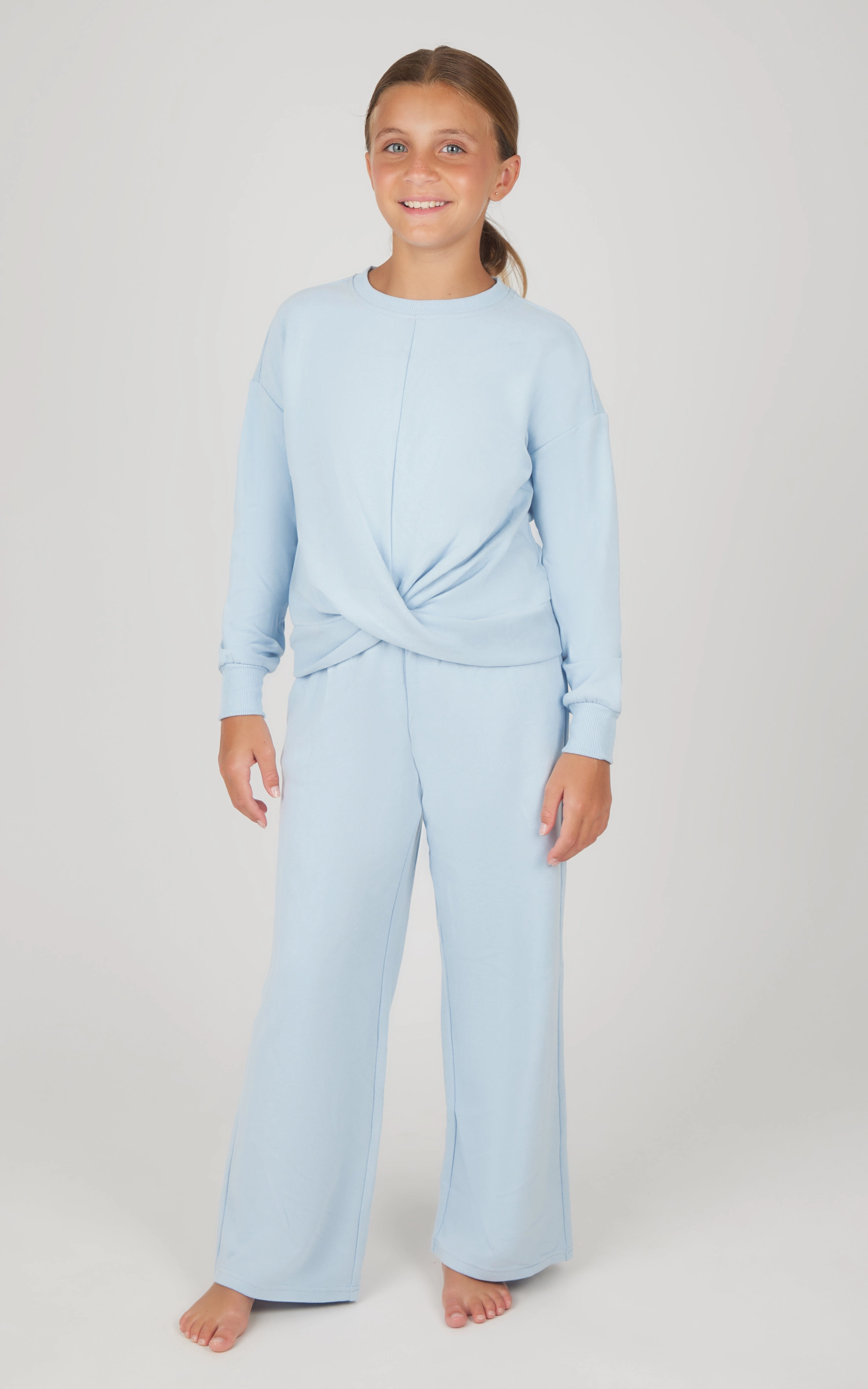 Girls 2 PC Melange Sweatshirt and Wide Leg Pant