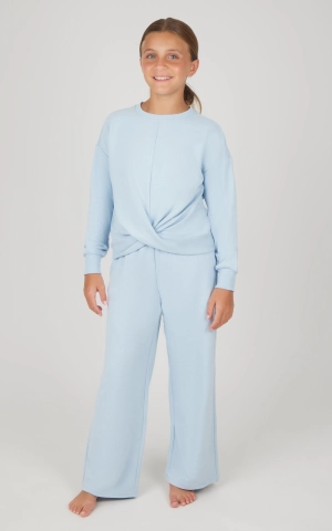 Girls 2 PC Melange Sweatshirt and Wide Leg Pant