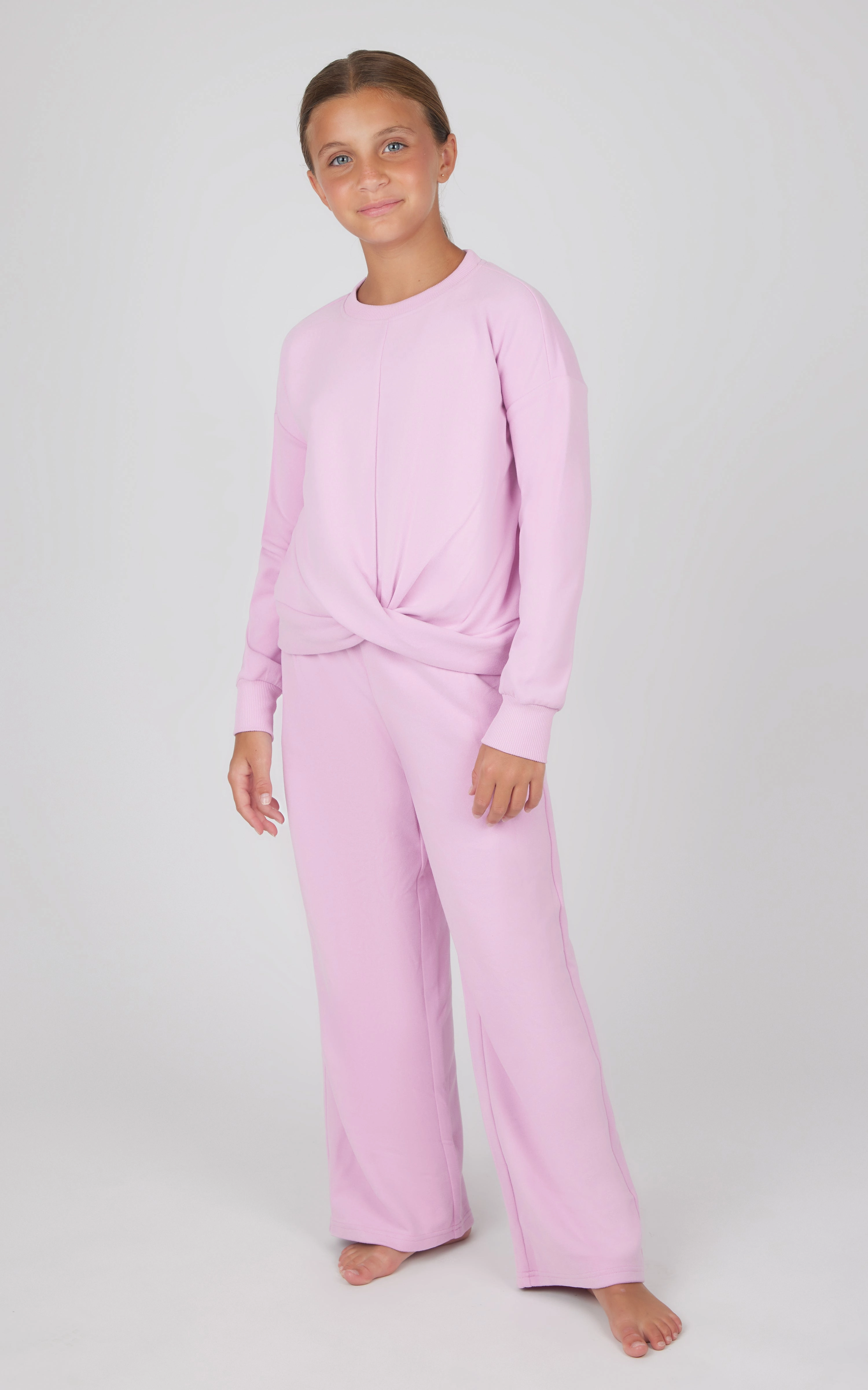 Girls 2 PC Melange Sweatshirt and Wide Leg Pant