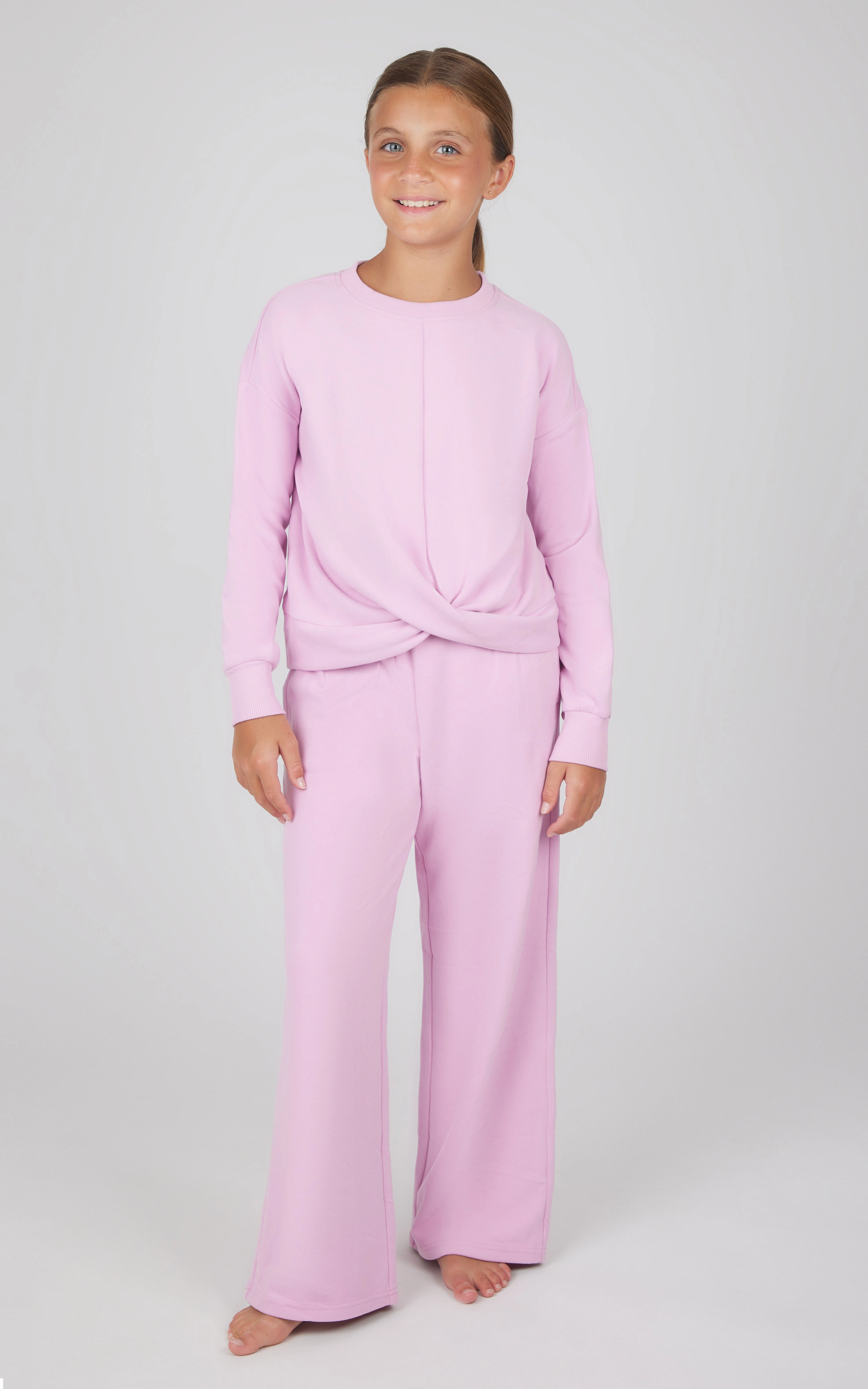 Girls 2 PC Melange Sweatshirt and Wide Leg Pant