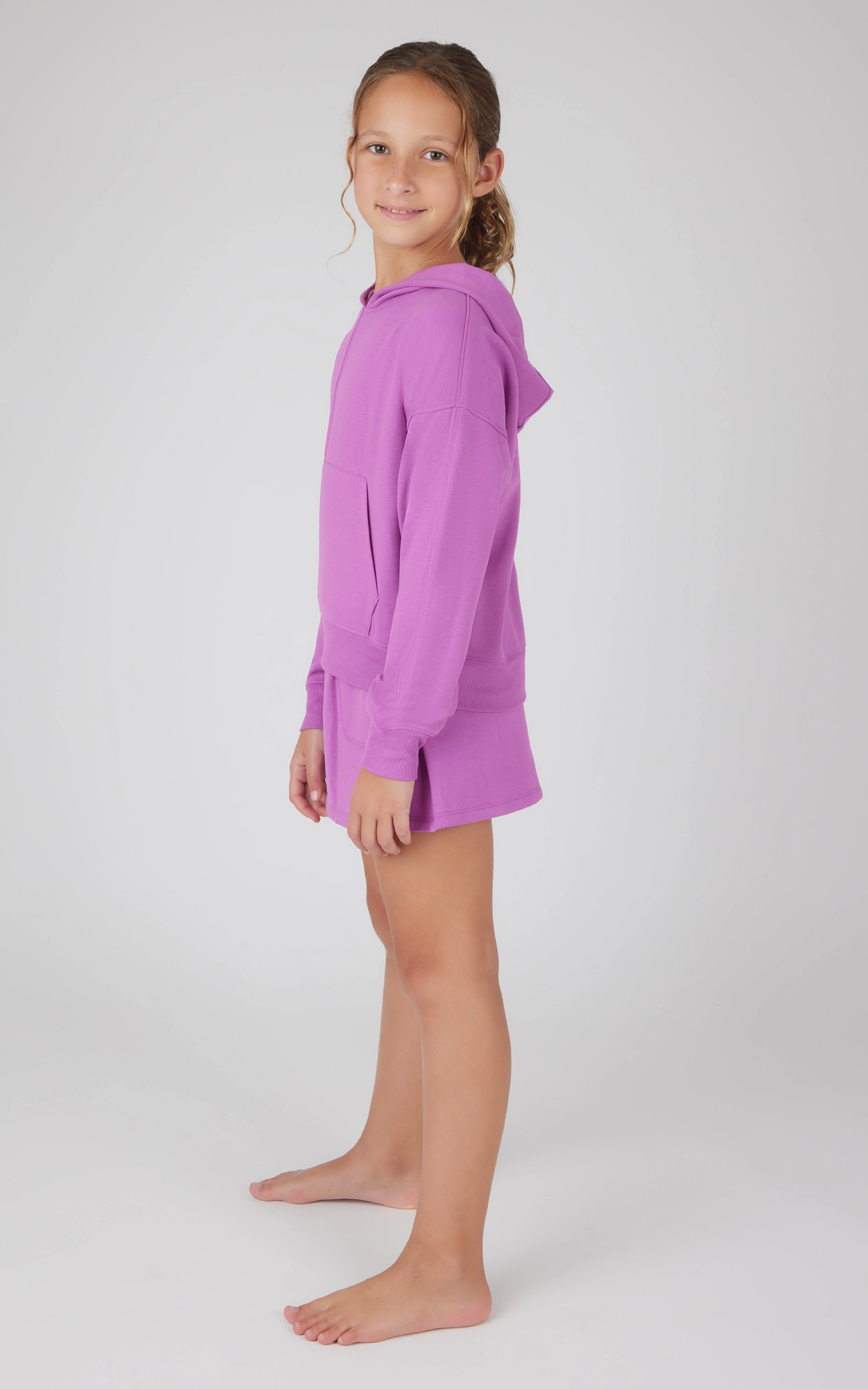 Girls 2 PC Terry Brushed Hoodie and Cargo Skort