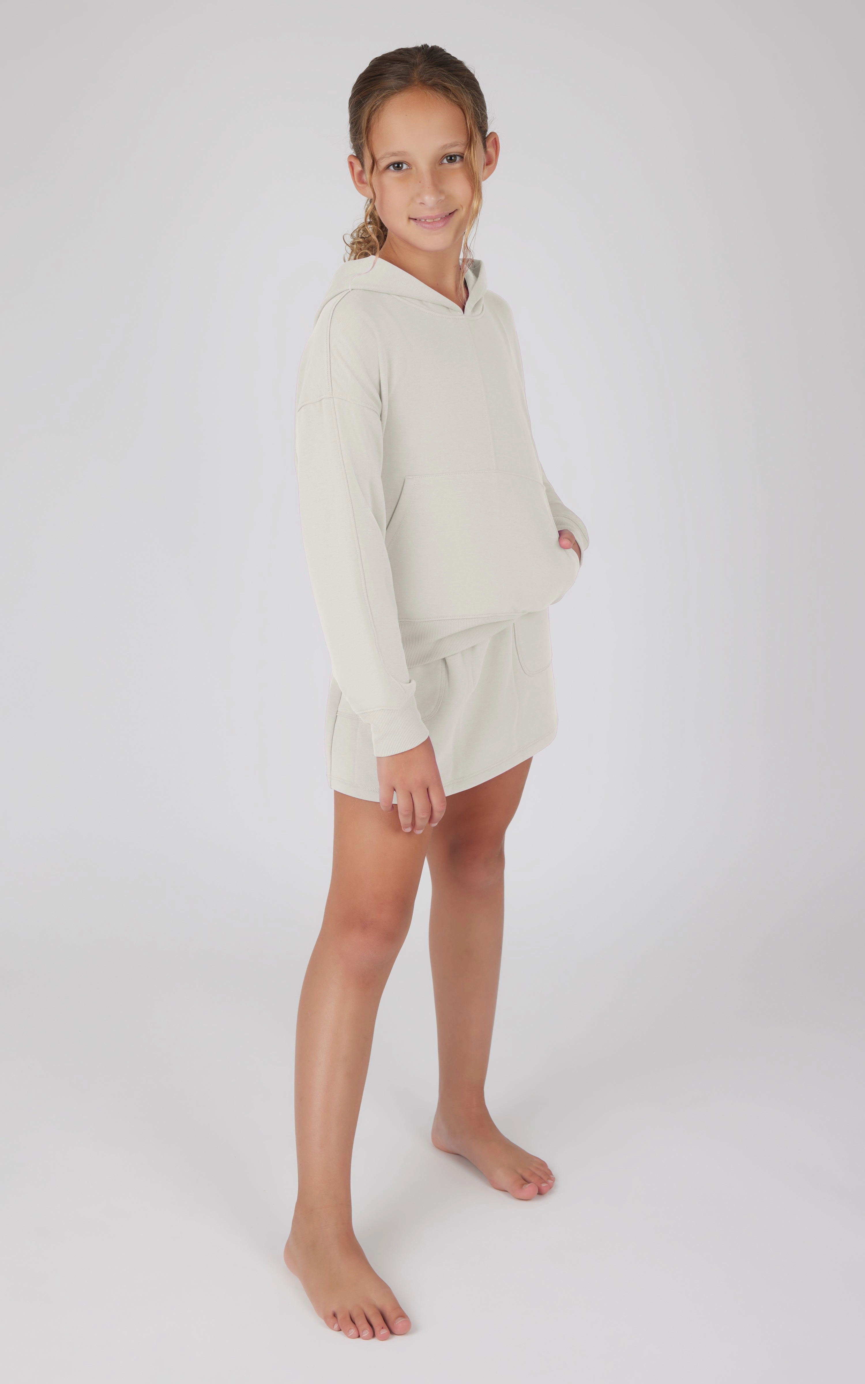 Girls 2 PC Terry Brushed Hoodie and Cargo Skort