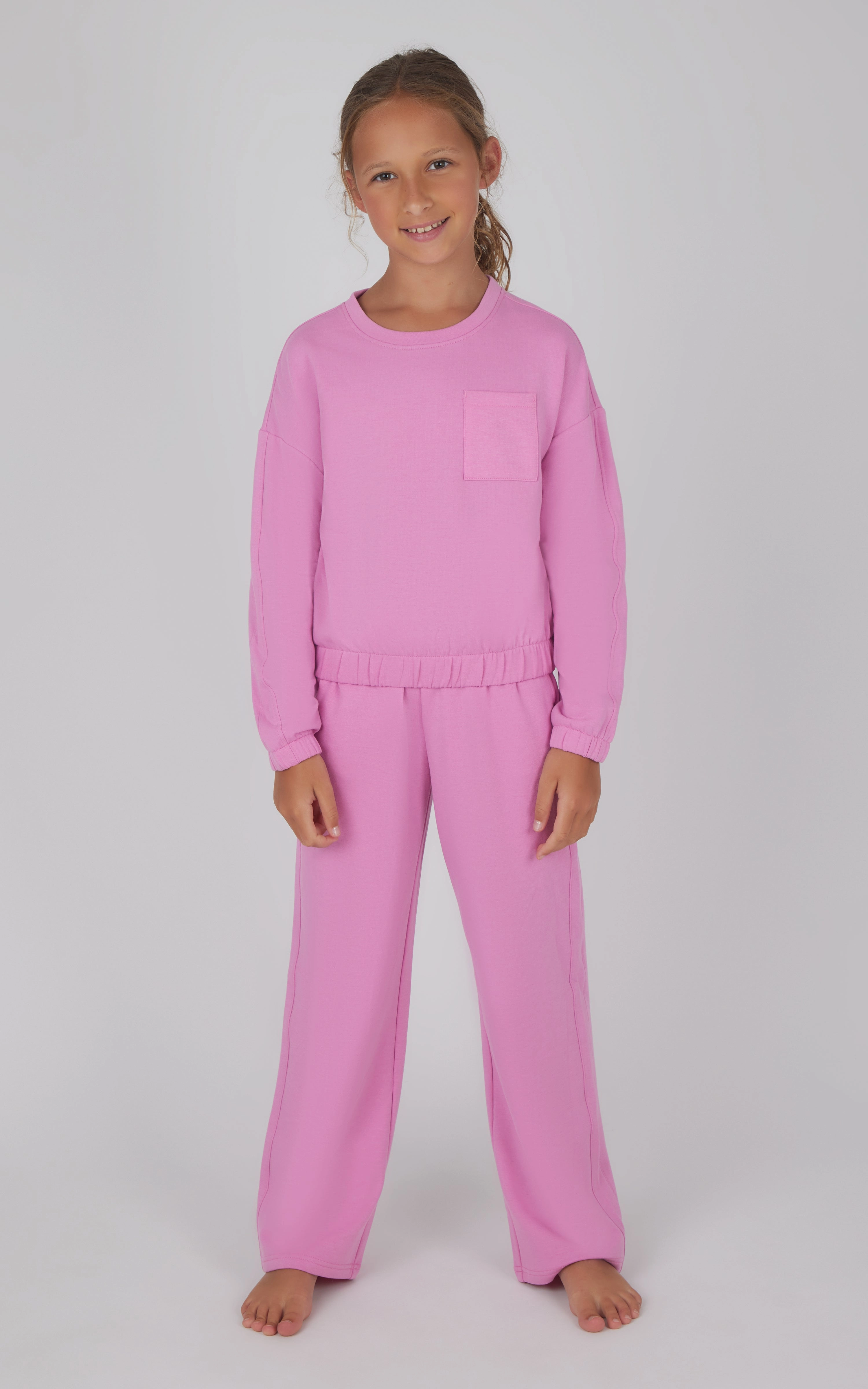 Girls 2 PC Terry Brushed Pullover and Pant Set