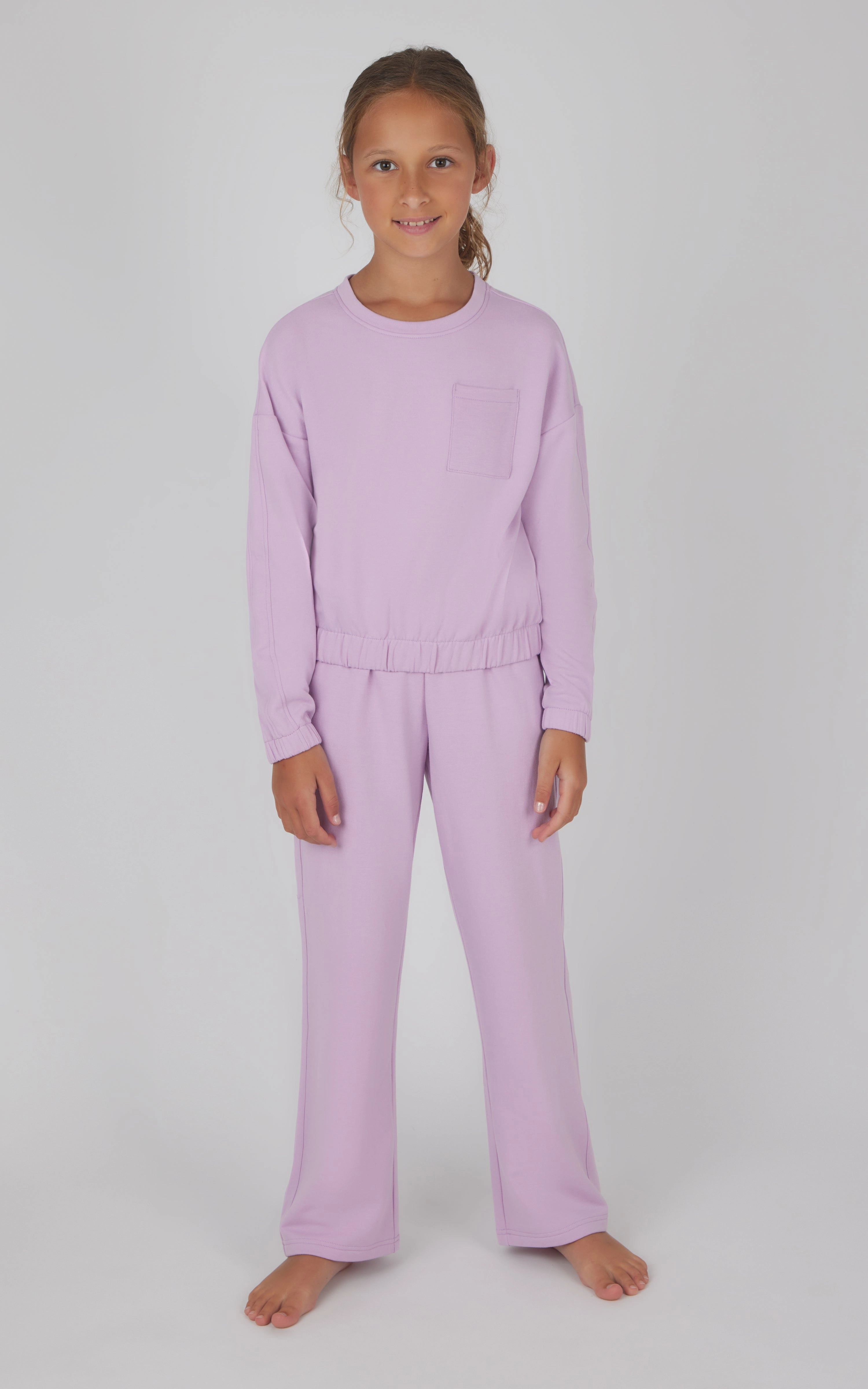 Girls 2 PC Terry Brushed Pullover and Pant Set