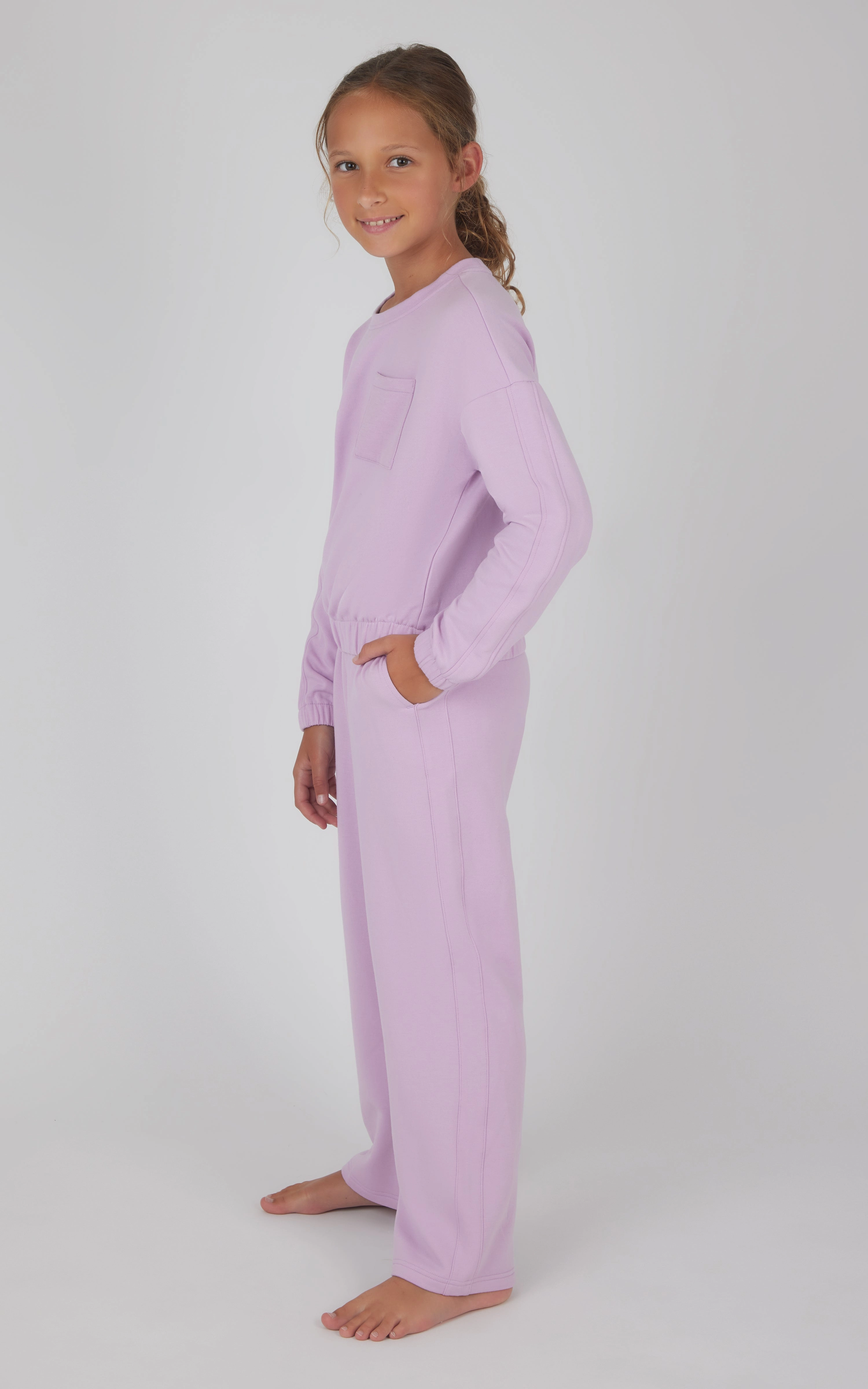 Girls 2 PC Terry Brushed Pullover and Pant Set