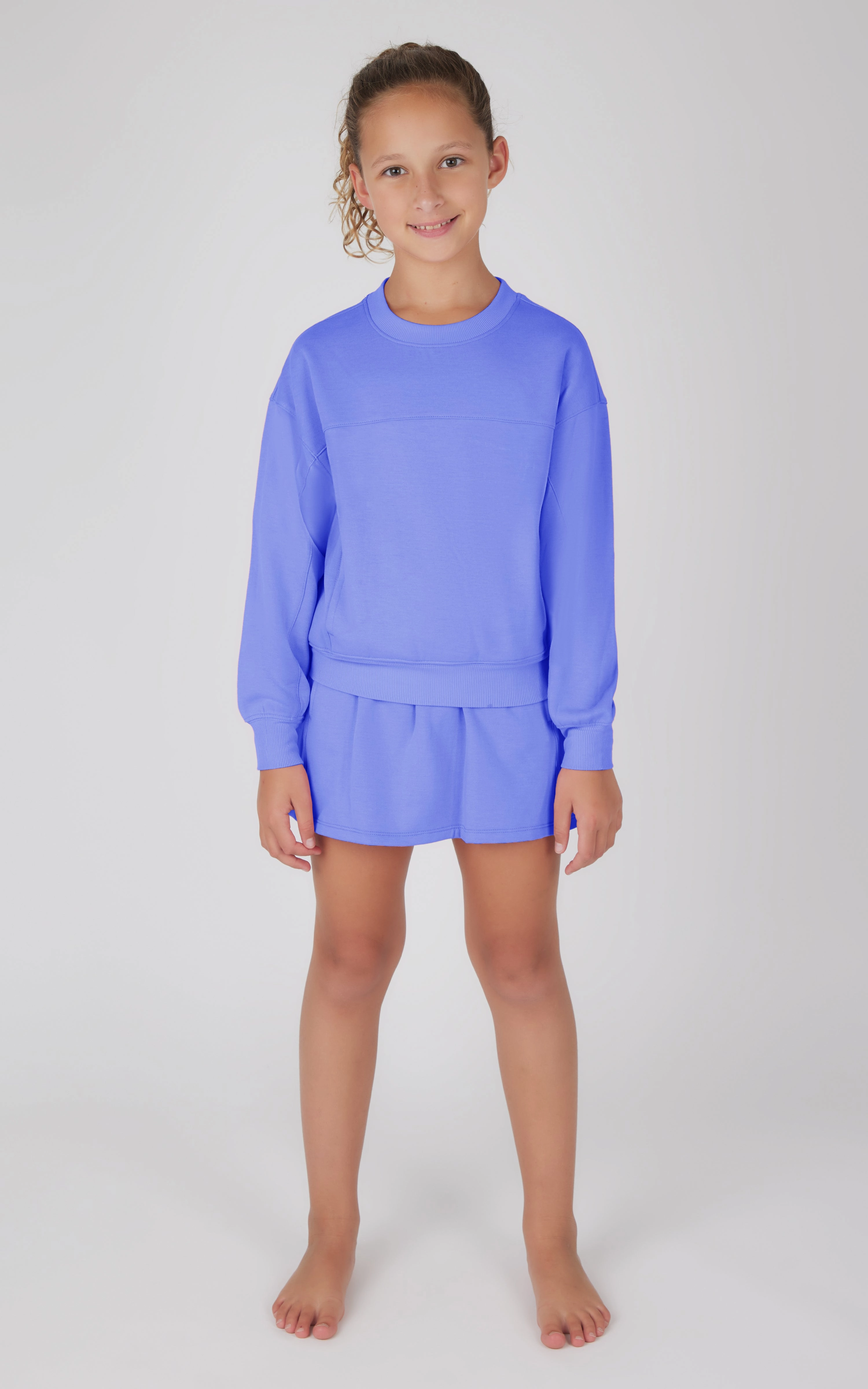 Girls 2 PC Terry Brushed Pullover and Skort