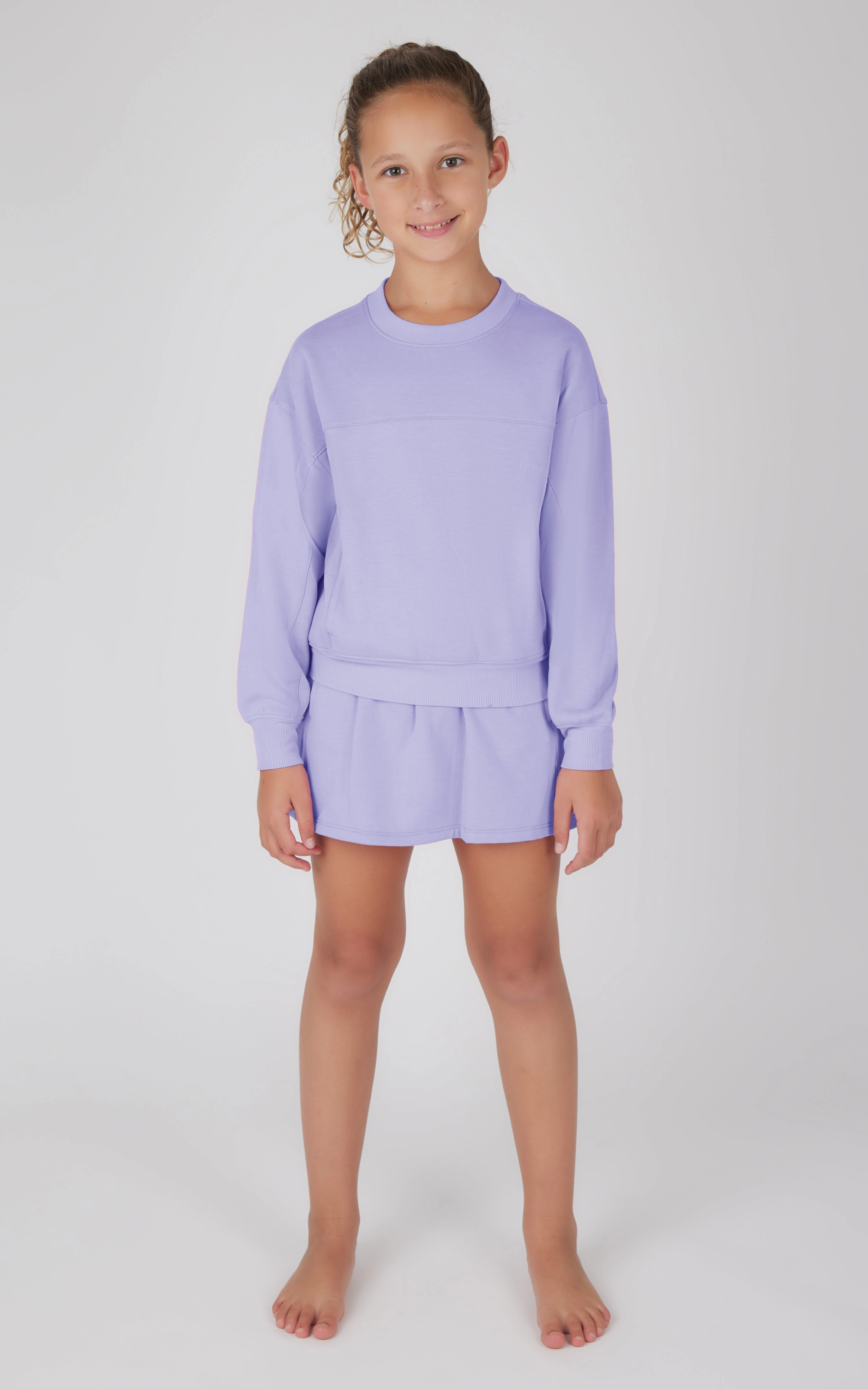 Girls 2 PC Terry Brushed Pullover and Skort