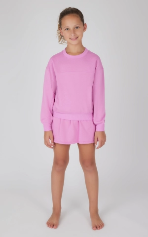 Girls 2 PC Terry Brushed Pullover and Skort