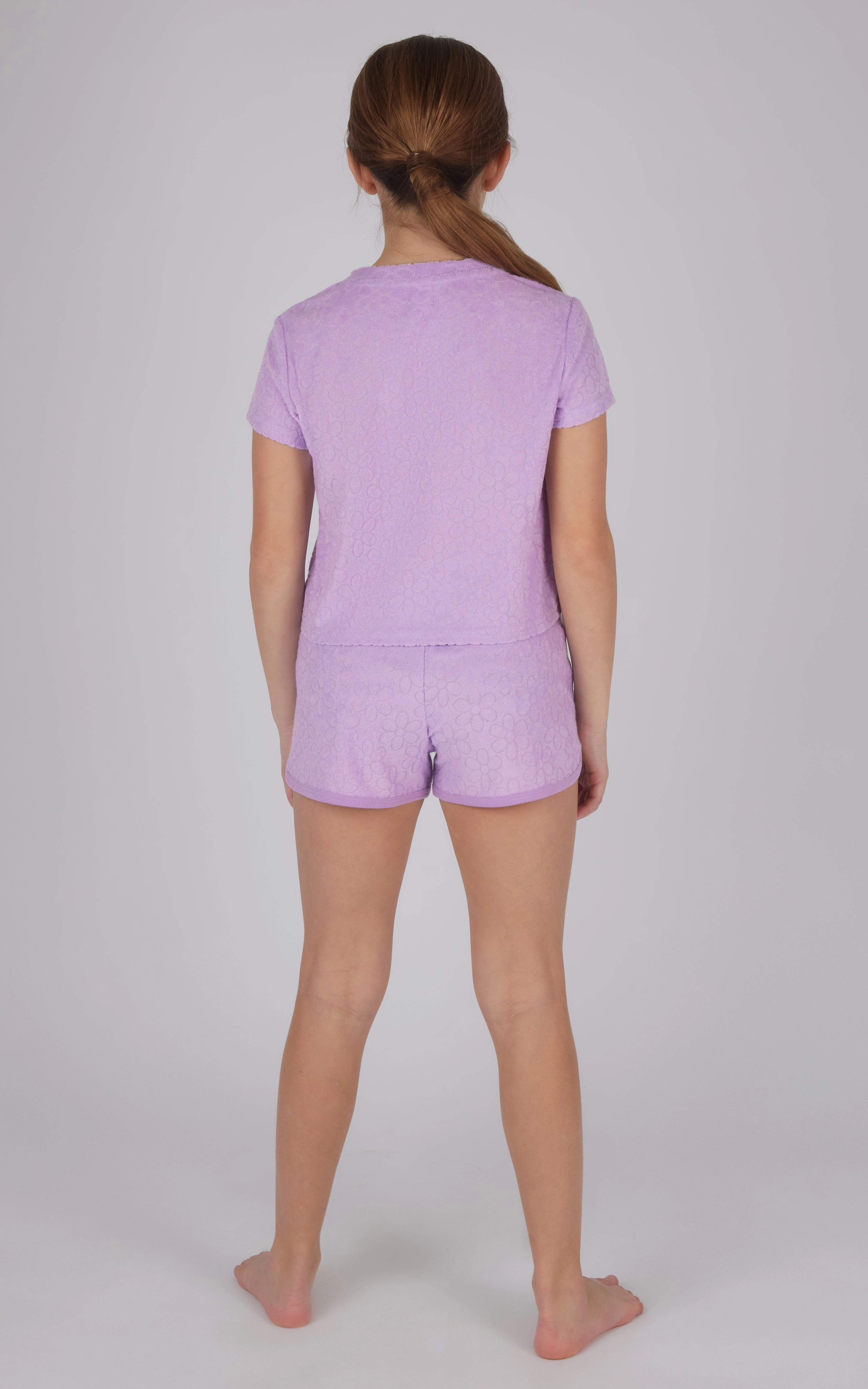 Girls 2 PC Towel Terry Short Sleeve Top   Dolphin Short