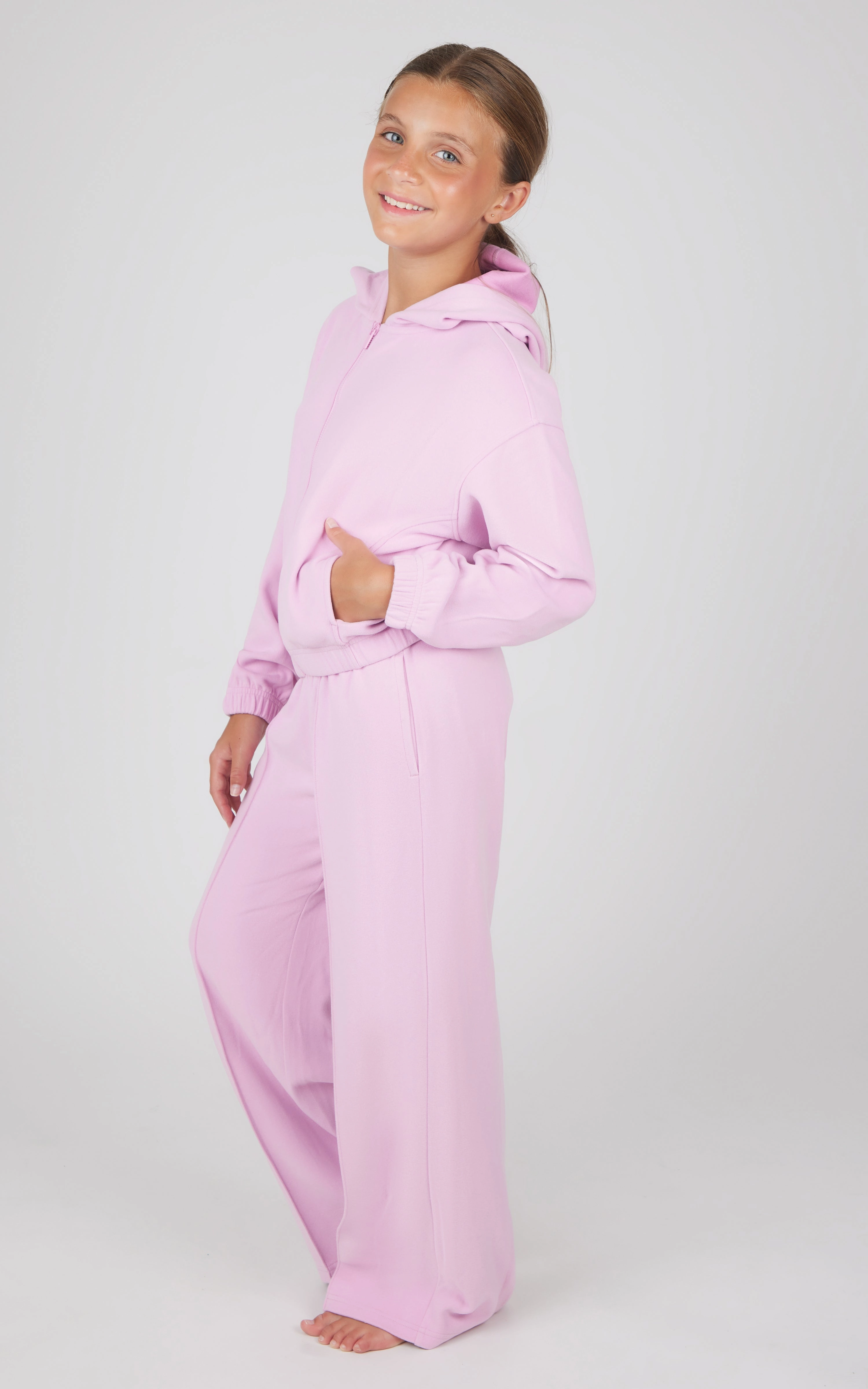 Girls 2 PC Zip Jacket and Wide Leg Pant Set