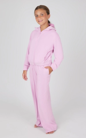Girls 2 PC Zip Jacket and Wide Leg Pant Set