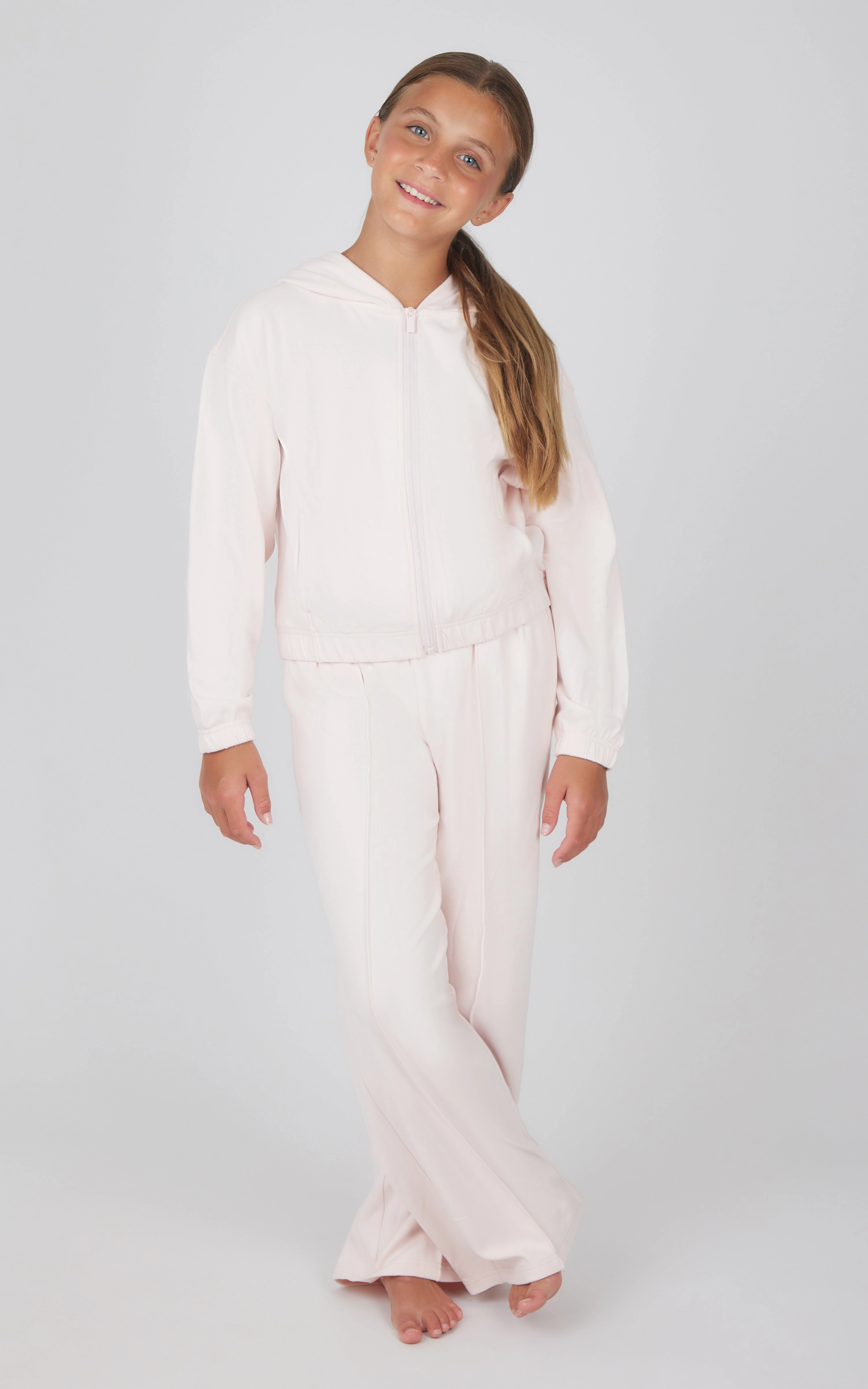 Girls 2 PC Zip Jacket and Wide Leg Pant Set